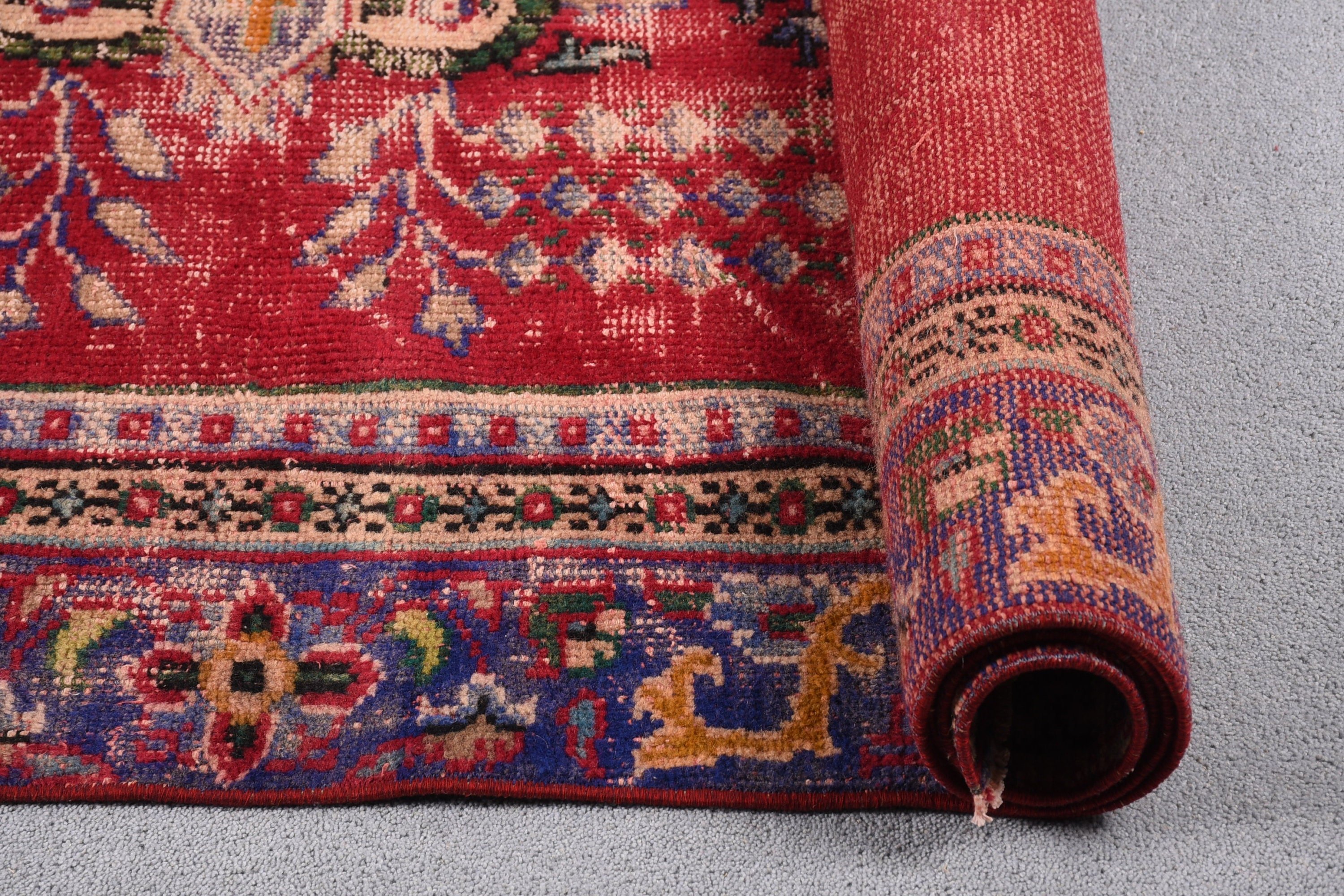Vintage Rug, Kitchen Rug, Antique Rugs, Red Cool Rug, Turkish Rugs, Bedroom Rug, Living Room Rug, Vintage Decor Rugs, 6.3x10.7 ft Large Rug