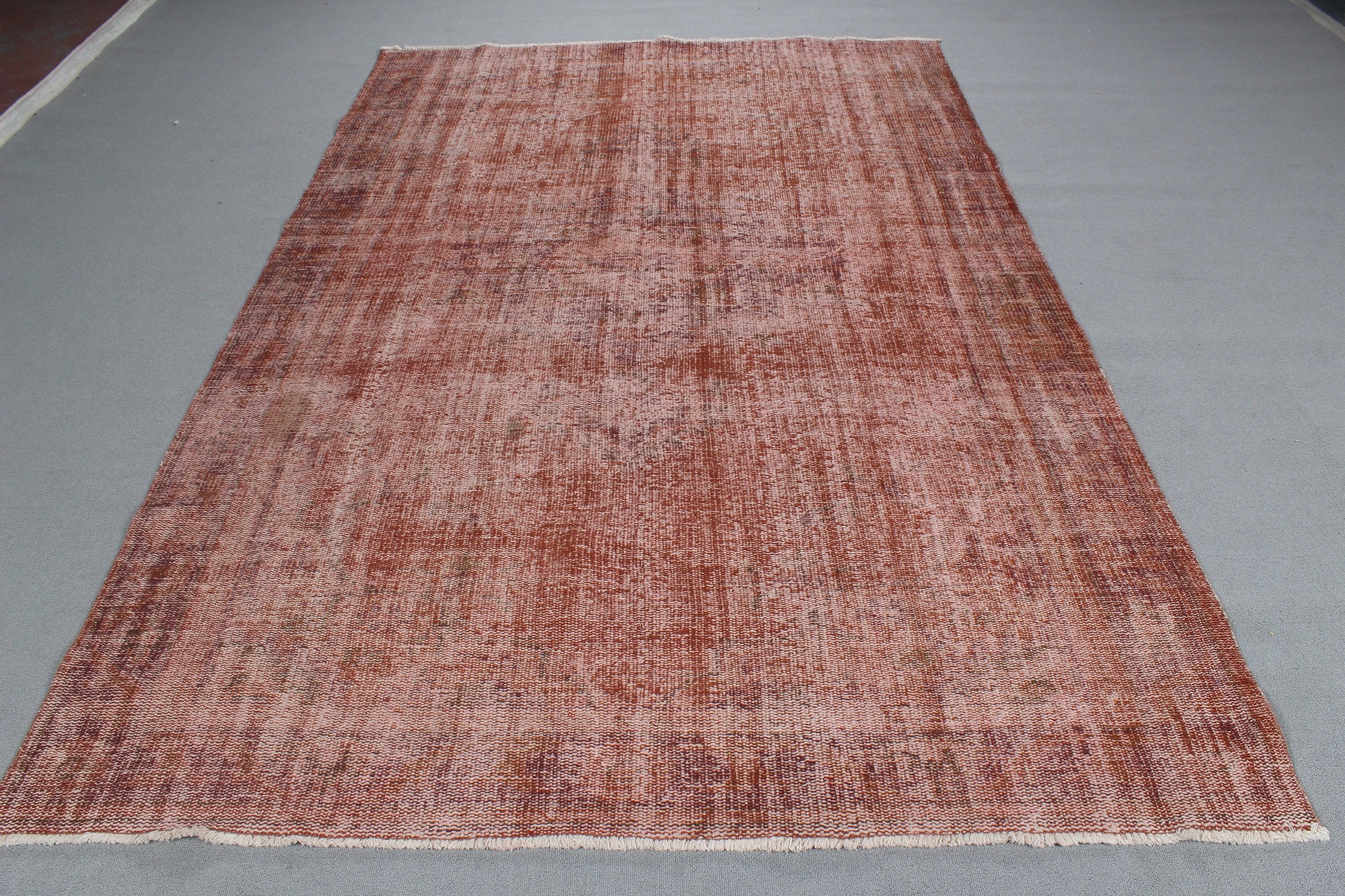 Pembe Nötr Halı, Türk Halısı, 5.7x8.9 ft Büyük Halılar, Vintage Halı, Büyük Oushak Halıları, Büyük Boho Halıları, Modern Halılar, Düz Dokuma Halılar