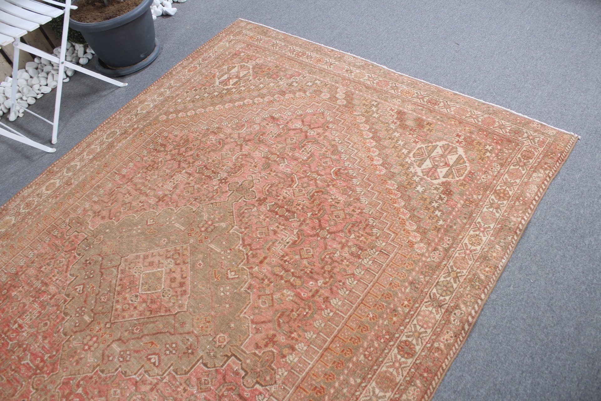 Kırmızı Oushak Halı, Oturma Odası Halısı, Ev Dekorasyonu Halısı, Türk Halısı, Yün Halılar, Büyük Yün Halılar, Vintage Halı, 5.4x8.3 ft Büyük Halı, Salon Halıları