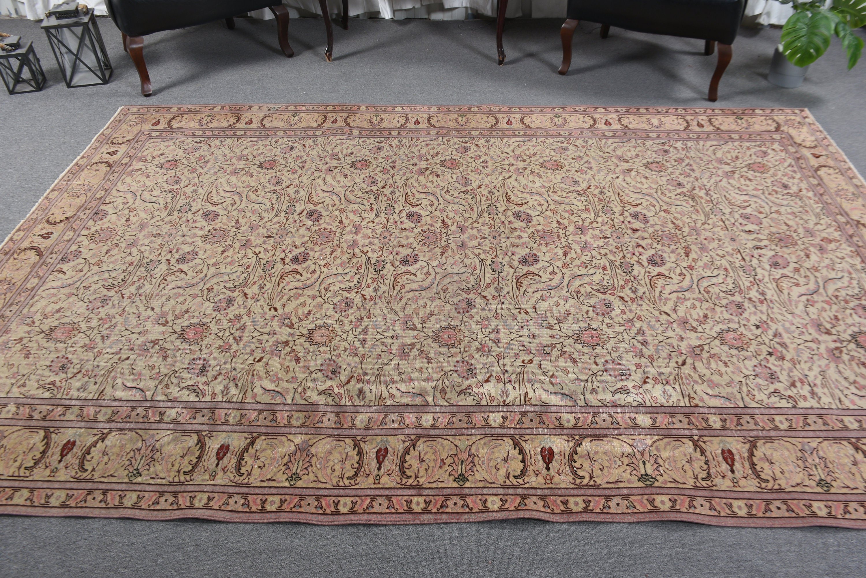 Yatak Odası Halıları, Fas Halıları, Vintage Halı, 6.2x9.5 ft Büyük Halılar, Türk Halısı, Büyük Vintage Halı, Bej Ev Dekor Halıları, Yatak Odası Halıları