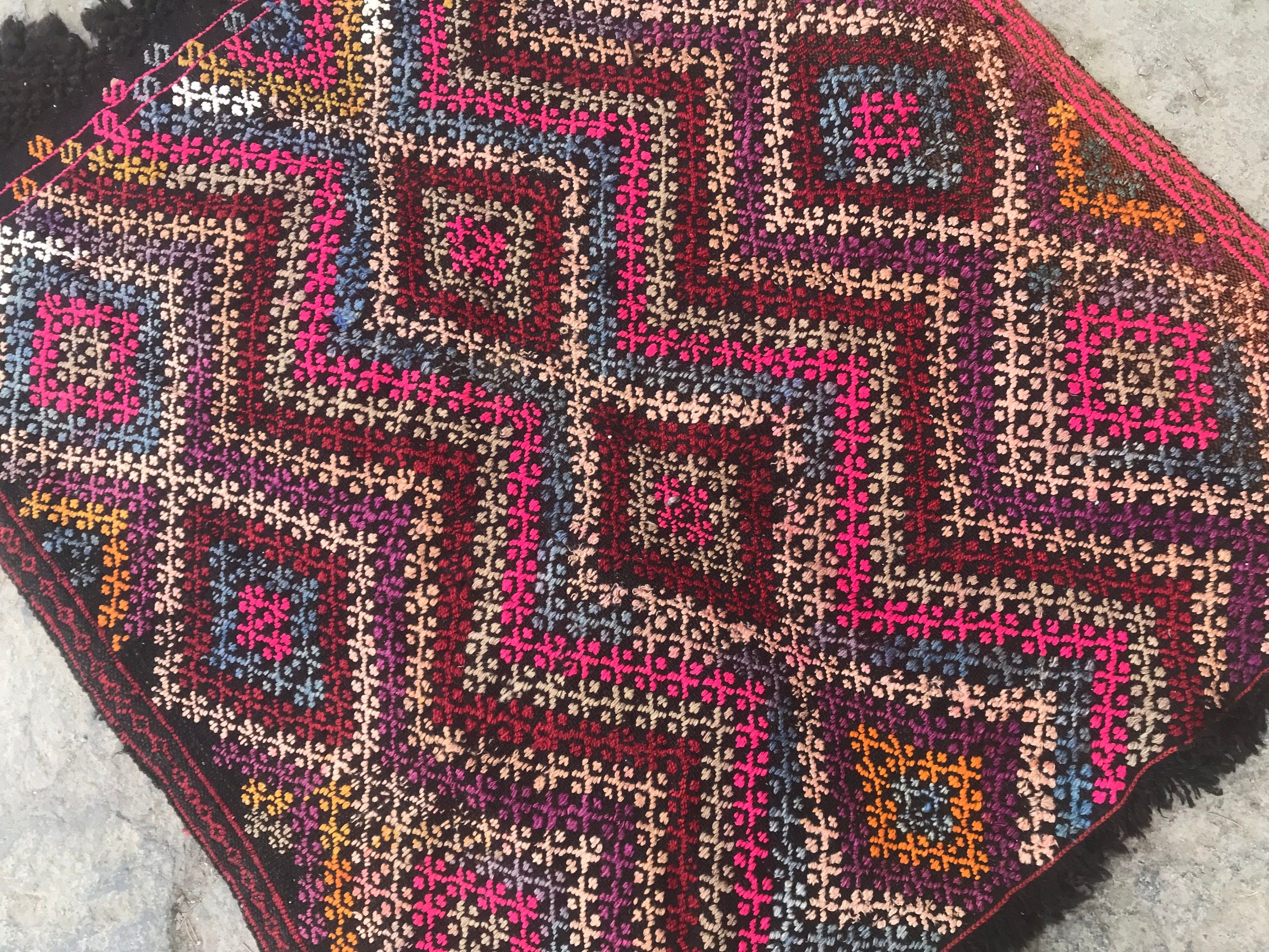 Wall Hanging Rug, Turkish Rugs, Bedroom Rugs, Moroccan Rug, 3.3x3.5 ft Small Rugs, Bathroom Rug, Pink Wool Rugs, Kilim, Vintage Rug