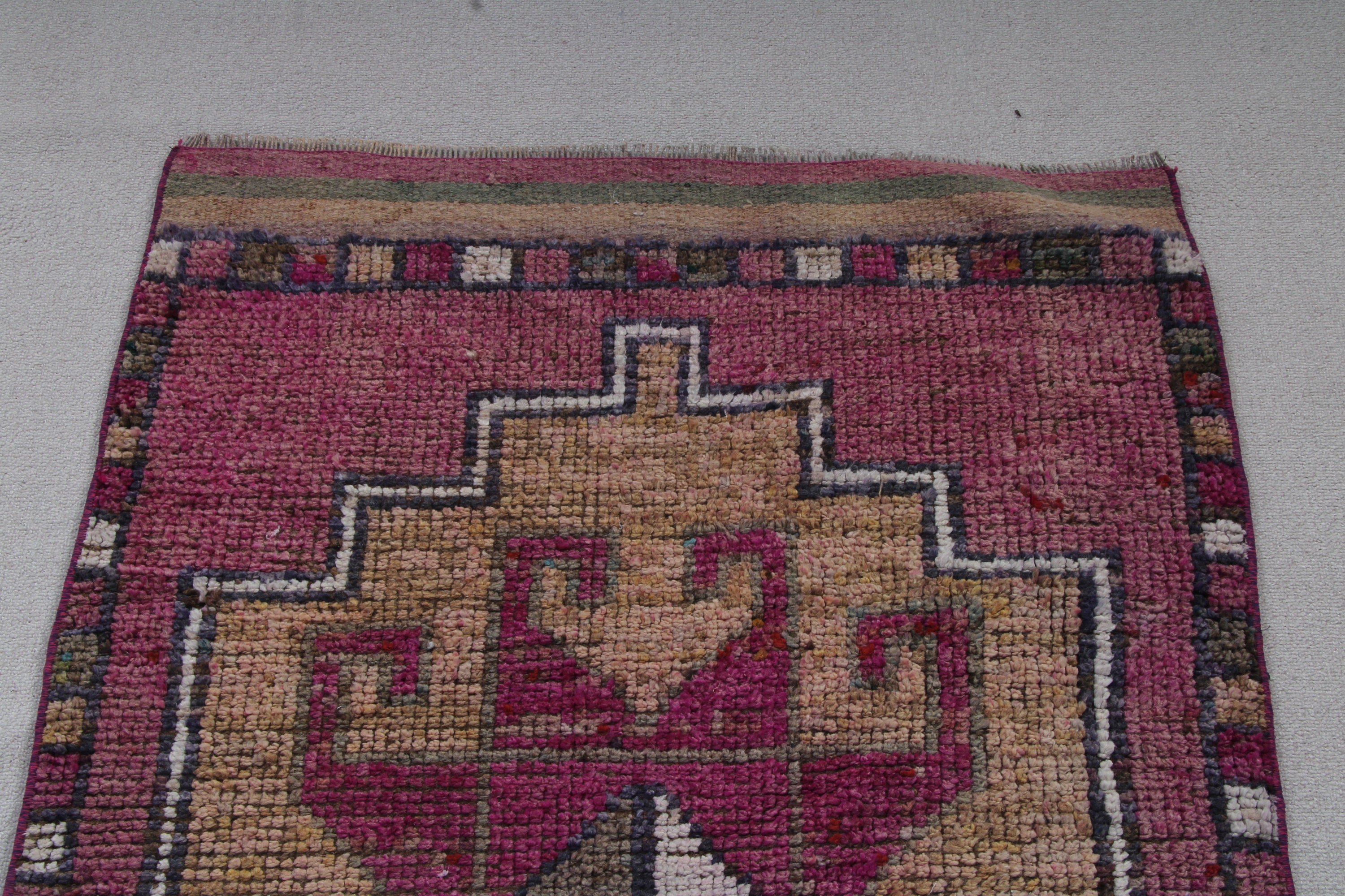 3.1x10.5 ft Runner Halı, Yer Halısı, Mor Boho Halılar, Türk Halısı, Vintage Runner Halısı, Vintage Halılar, Merdiven Halıları, Düz Dokuma Halı, Yün Halı