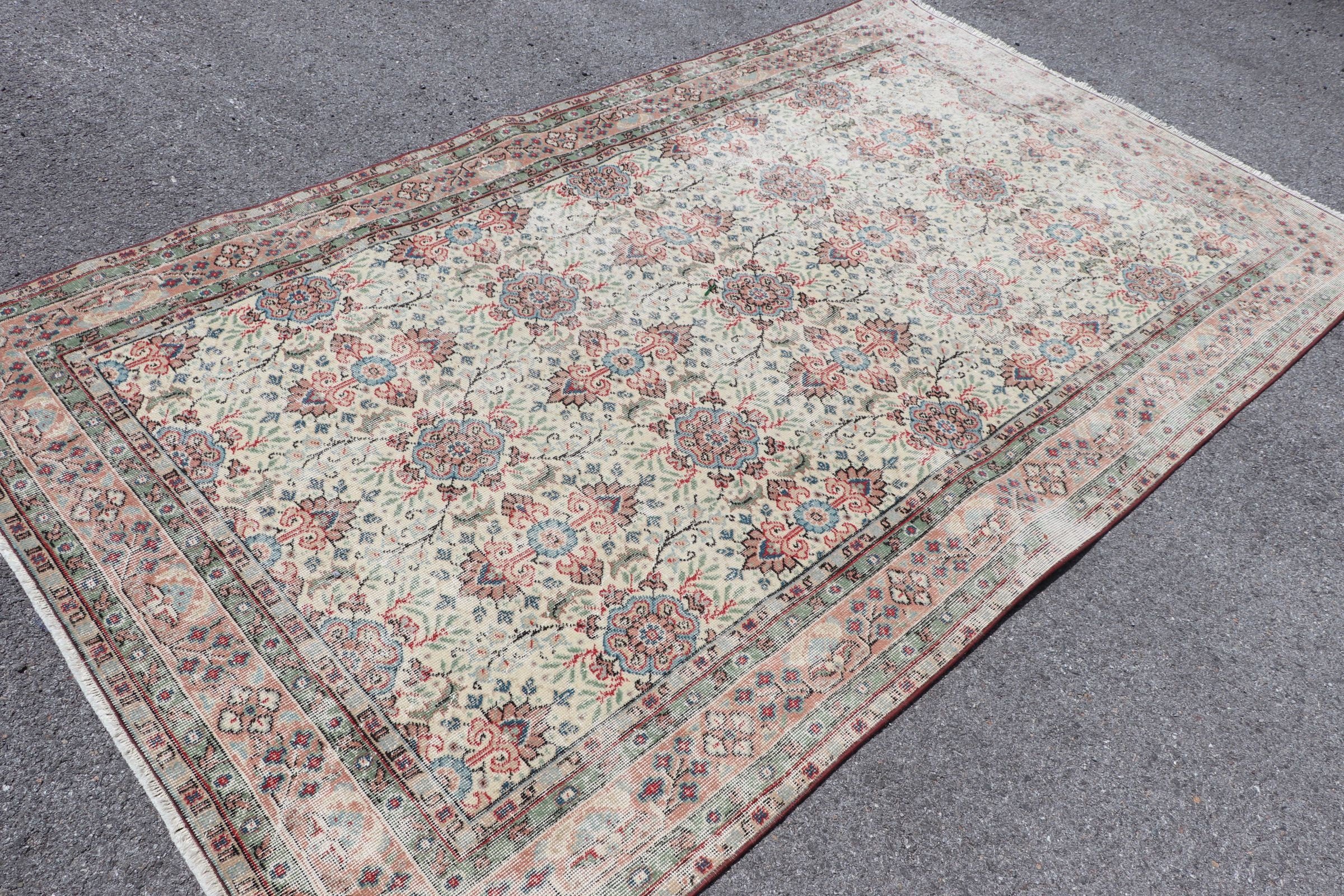 Retro Rug, Bedroom Rug, Vintage Rugs, Floor Rug, Salon Rugs, Rugs for Dining Room, Turkish Rugs, 5.3x9 ft Large Rugs, White Antique Rug