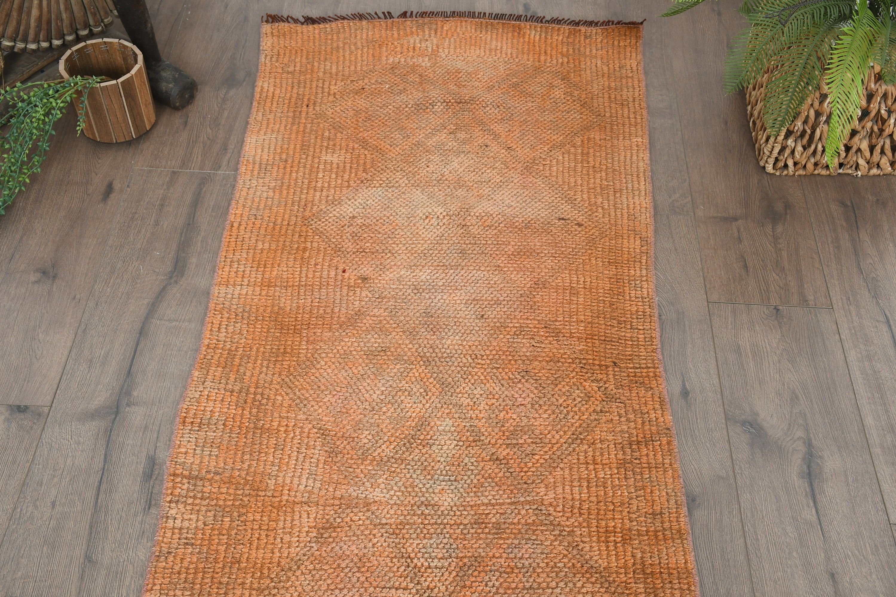 2.2x12.8 ft Runner Rug, Hallway Rugs, Kitchen Rug, Orange Cool Rugs, Turkey Rug, Turkish Rug, Rugs for Corridor, Vintage Rugs