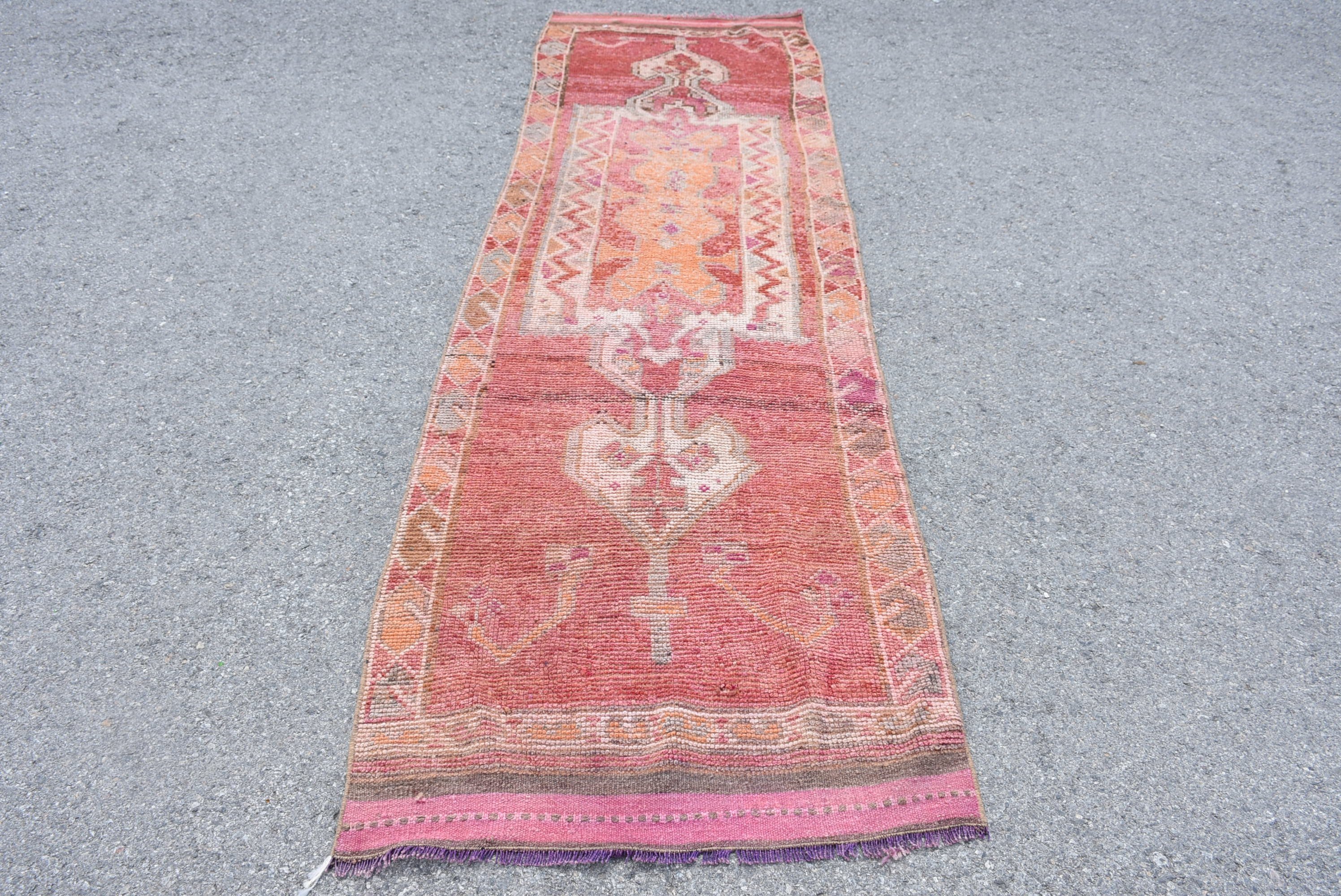 Red Kitchen Rug, Antique Rug, Turkish Rugs, Vintage Rug, Aztec Rug, Cool Rug, Art Rug, Corridor Rug, 2.8x10 ft Runner Rug, Rugs for Stair