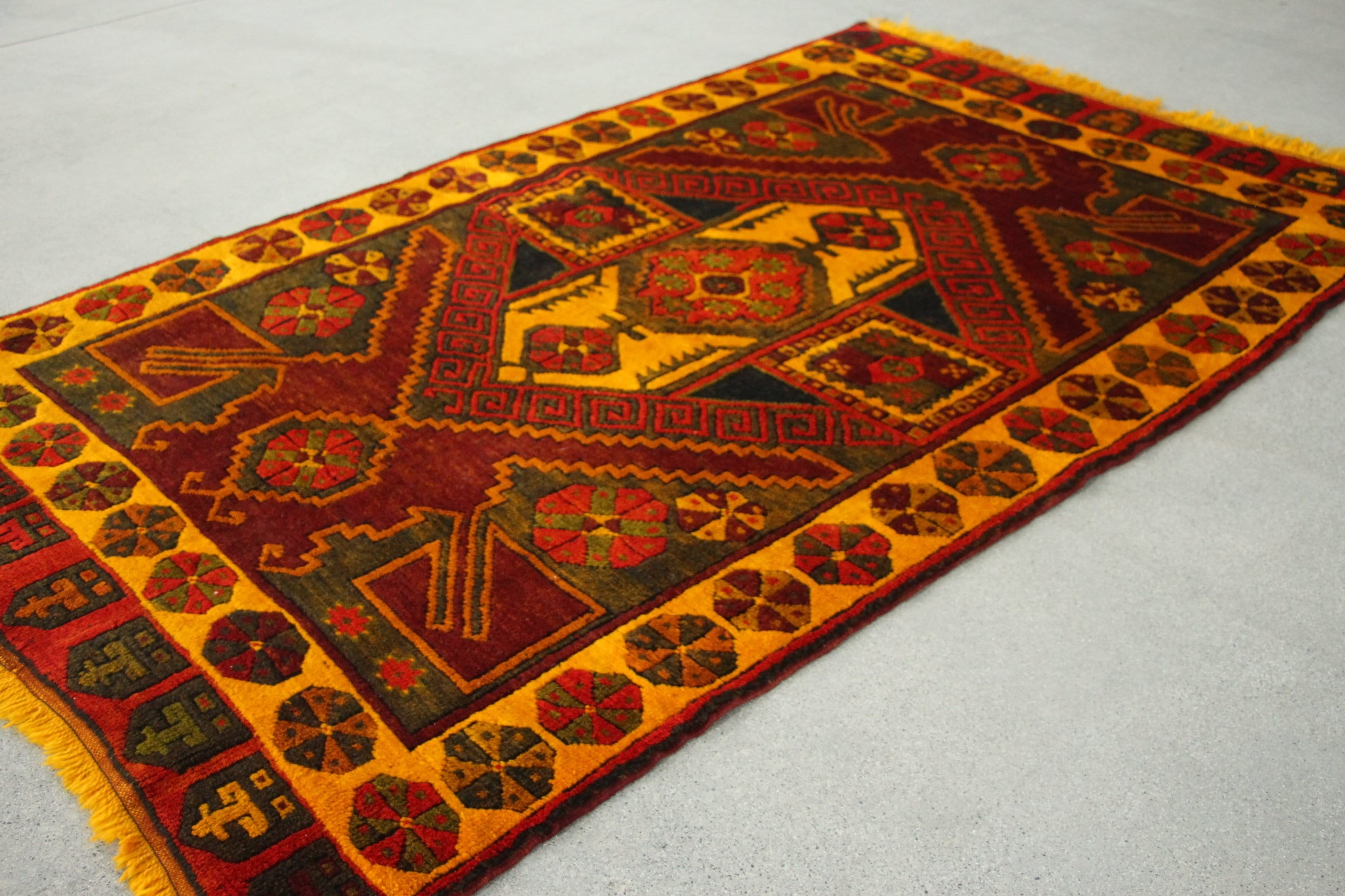 Gökkuşağı Fas Halısı, Oturma Odası Halısı, Soluk Halılar, Vintage Halılar, Anadolu Halısı, Türk Halısı, 4,3x7,2 ft Alan Halısı, Yatak Odası Halıları, Oryantal Halı