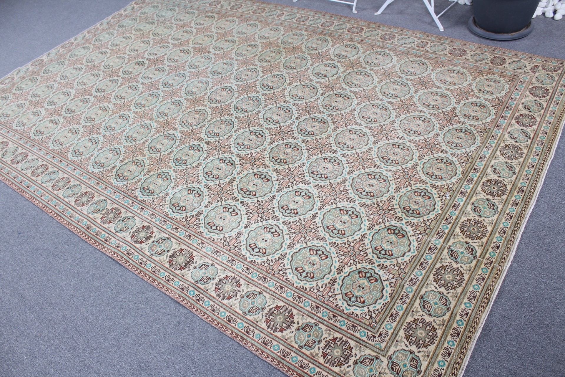 Antique Rugs, Nomadic Rug, 6.4x9.8 ft Large Rugs, Vintage Rugs, Dining Room Rug, Bedroom Rug, Green Antique Rug, Floor Rug, Turkish Rugs