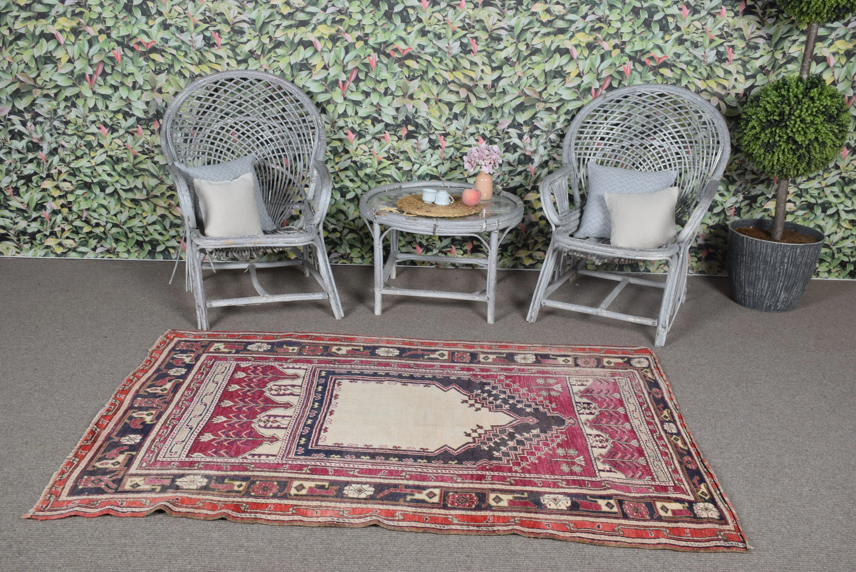 Pink Oriental Rug, Nursery Rug, Rugs for Nursery, Anatolian Rugs, Bedroom Rugs, 4x6 ft Accent Rugs, Vintage Rug, Turkish Rug, Wool Rugs