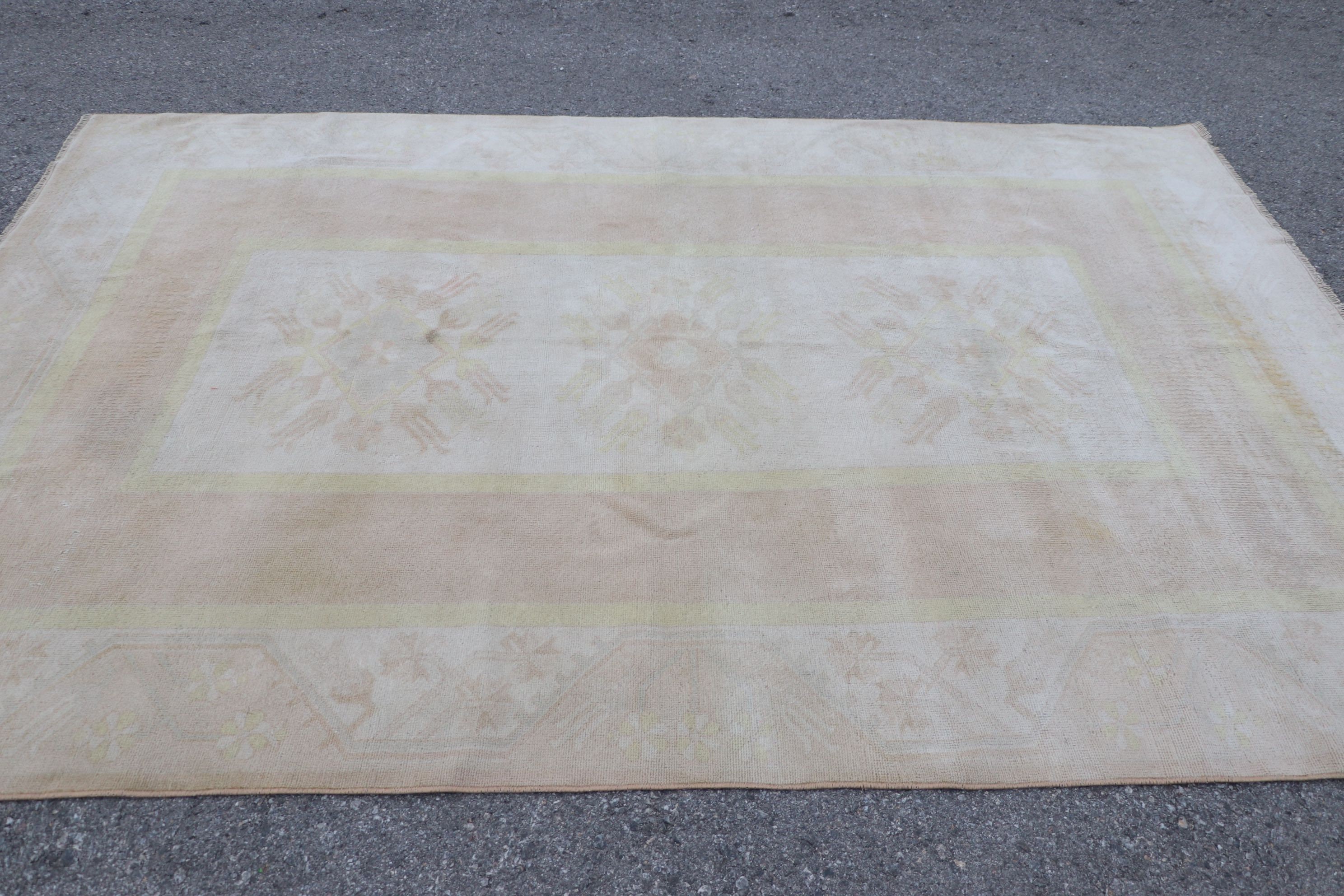 Vintage Rug, Dining Room Rug, Bedroom Rug, Salon Rugs, Floor Rug, Turkish Rug, Rugs for Salon, Beige  6.2x9.3 ft Large Rug