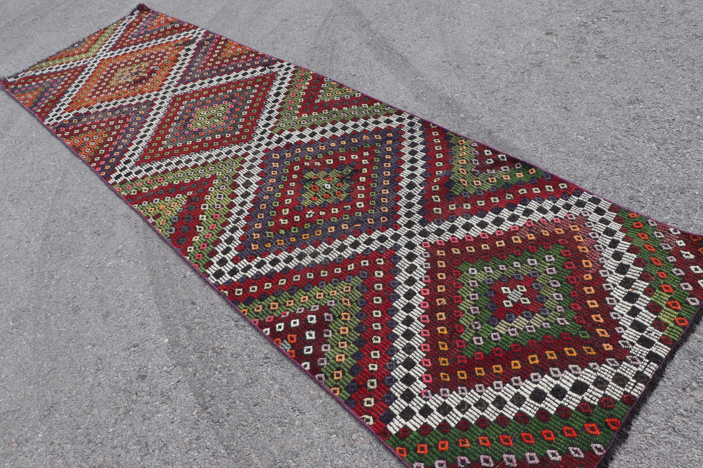 Vintage Halı, Merdiven Halıları, Kilim, Oryantal Halı, 3,5x12,6 ft Runner Halısı, Koridor Halıları, Havalı Halılar, Türk Halıları, Turuncu Ev Dekorasyonu Halısı