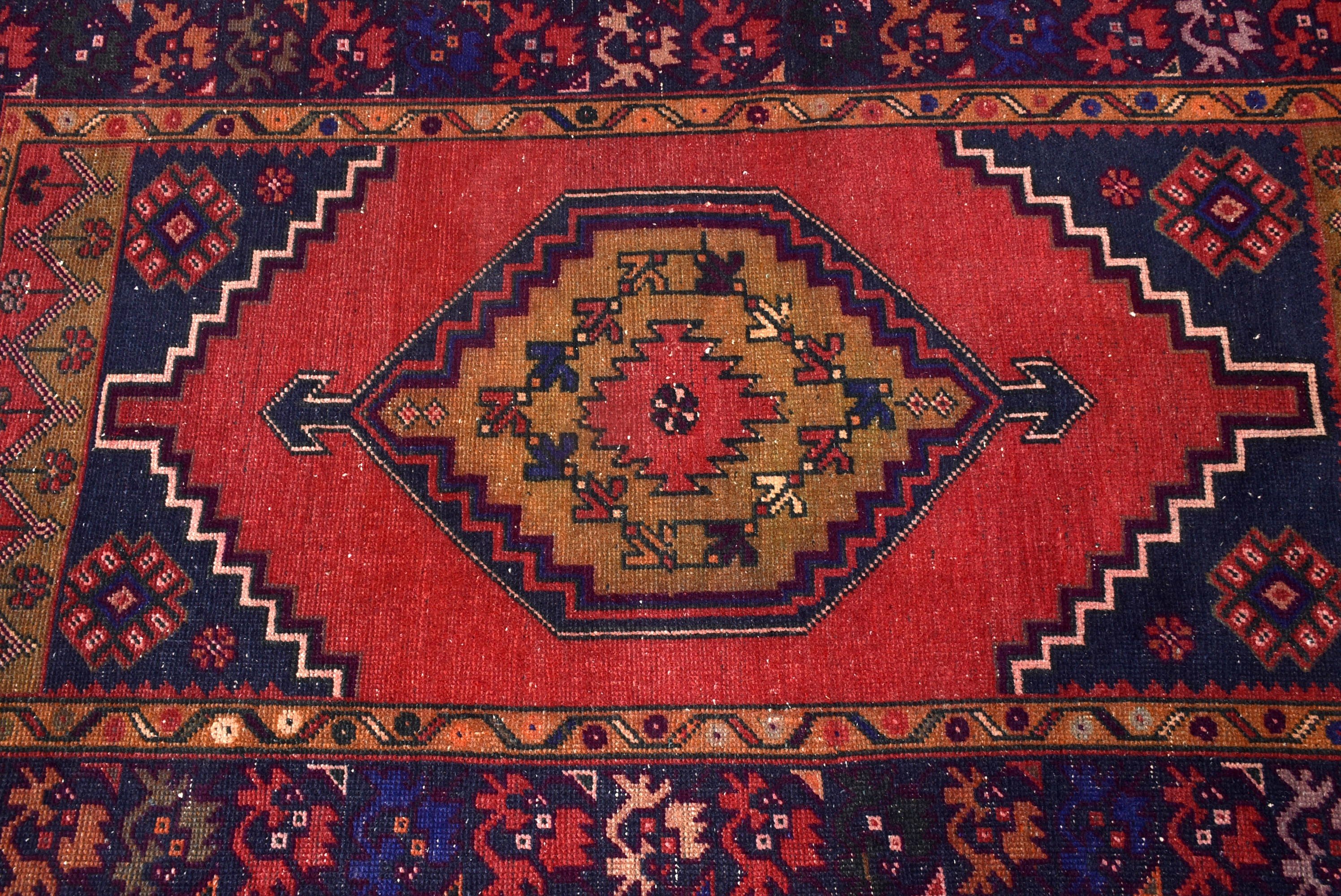 Mutfak Halıları, Vintage Halılar, Düz Dokuma Halılar, Türk Halıları, Kırmızı 3,1x5,1 ft Vurgulu Halılar, Çocuk Halıları