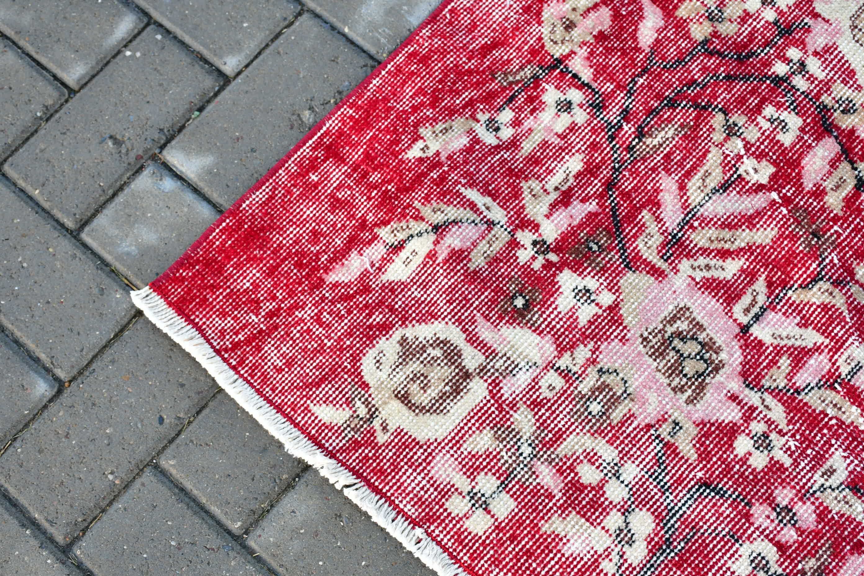 Göçebe Halı, Vintage Halı, Giriş Halıları, Çocuk Halısı, 3,7x6,4 ft Aksan Halıları, Türk Halısı, Kırmızı Mutfak Halıları, Anadolu Halıları