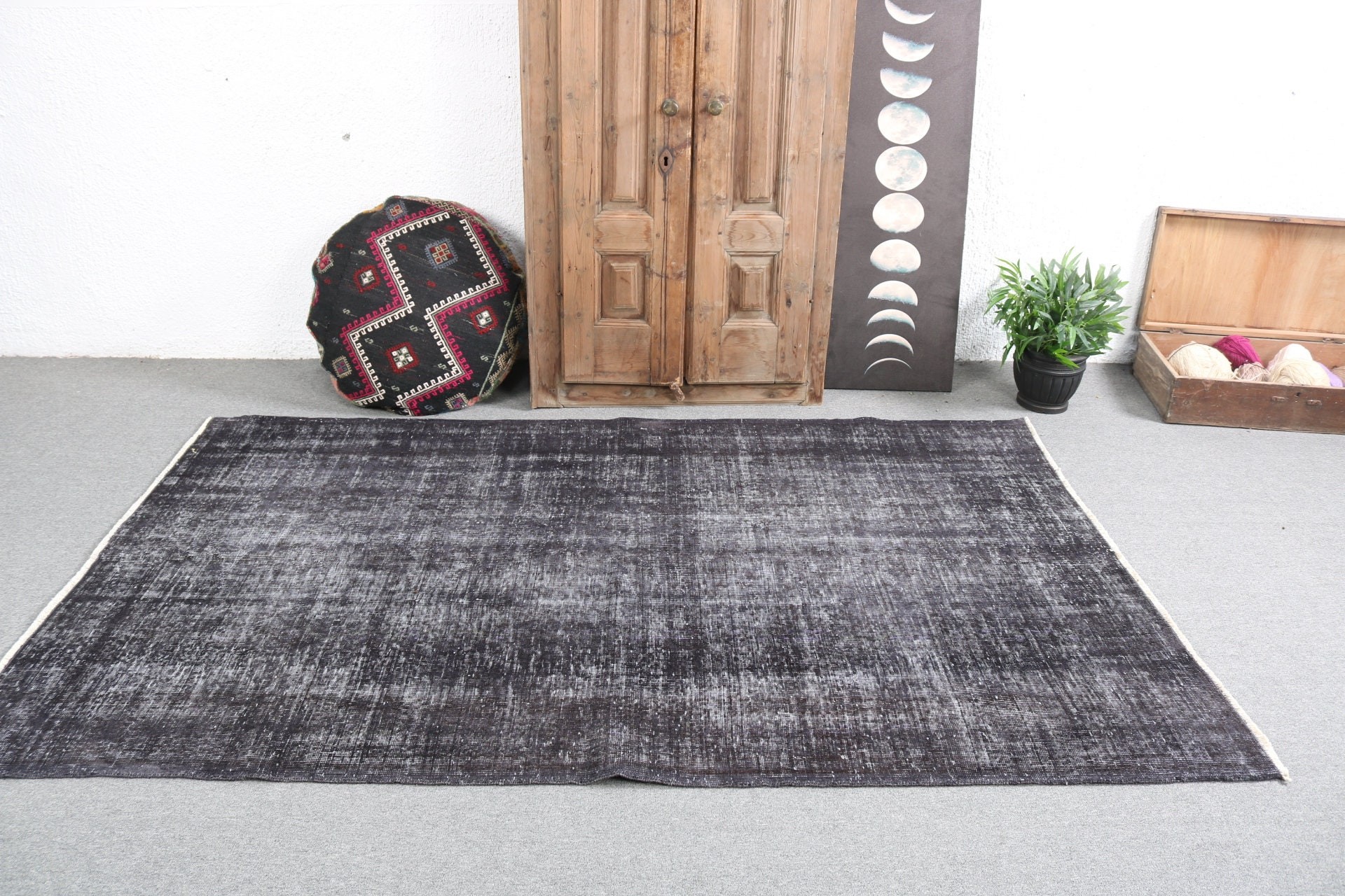 Gray Handwoven Rug, Floor Rug, Vintage Rug, Aztec Rugs, Kitchen Rugs, Turkish Rugs, Home Decor Rugs, Rugs for Bedroom, 4.9x7.9 ft Area Rugs