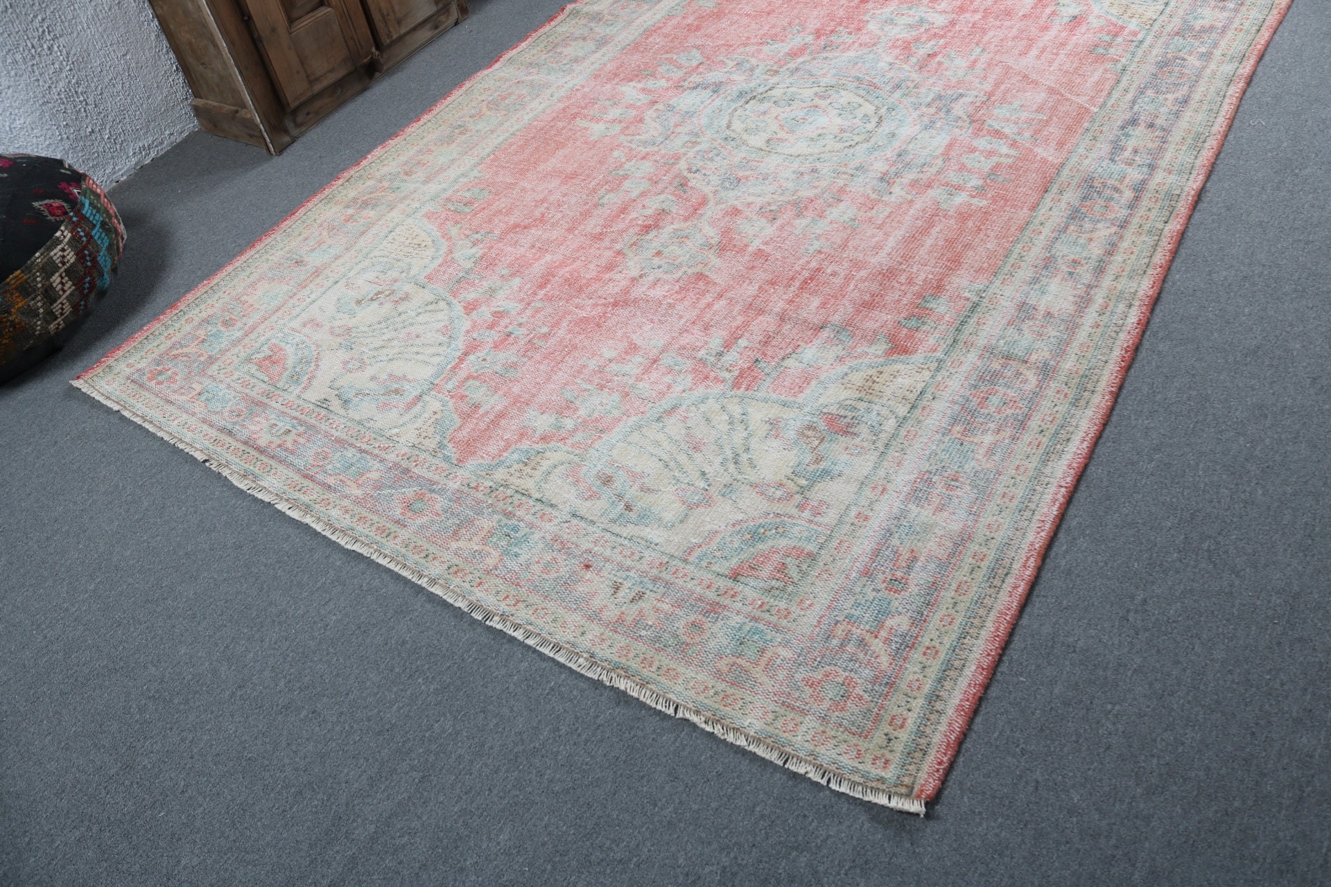 Luxury Rugs, Red Oriental Rug, Turkish Rug, Ethnic Rug, Oriental Rug, Vintage Rug, 6.4x9.9 ft Large Rugs, Large Oushak Rugs, Bedroom Rug