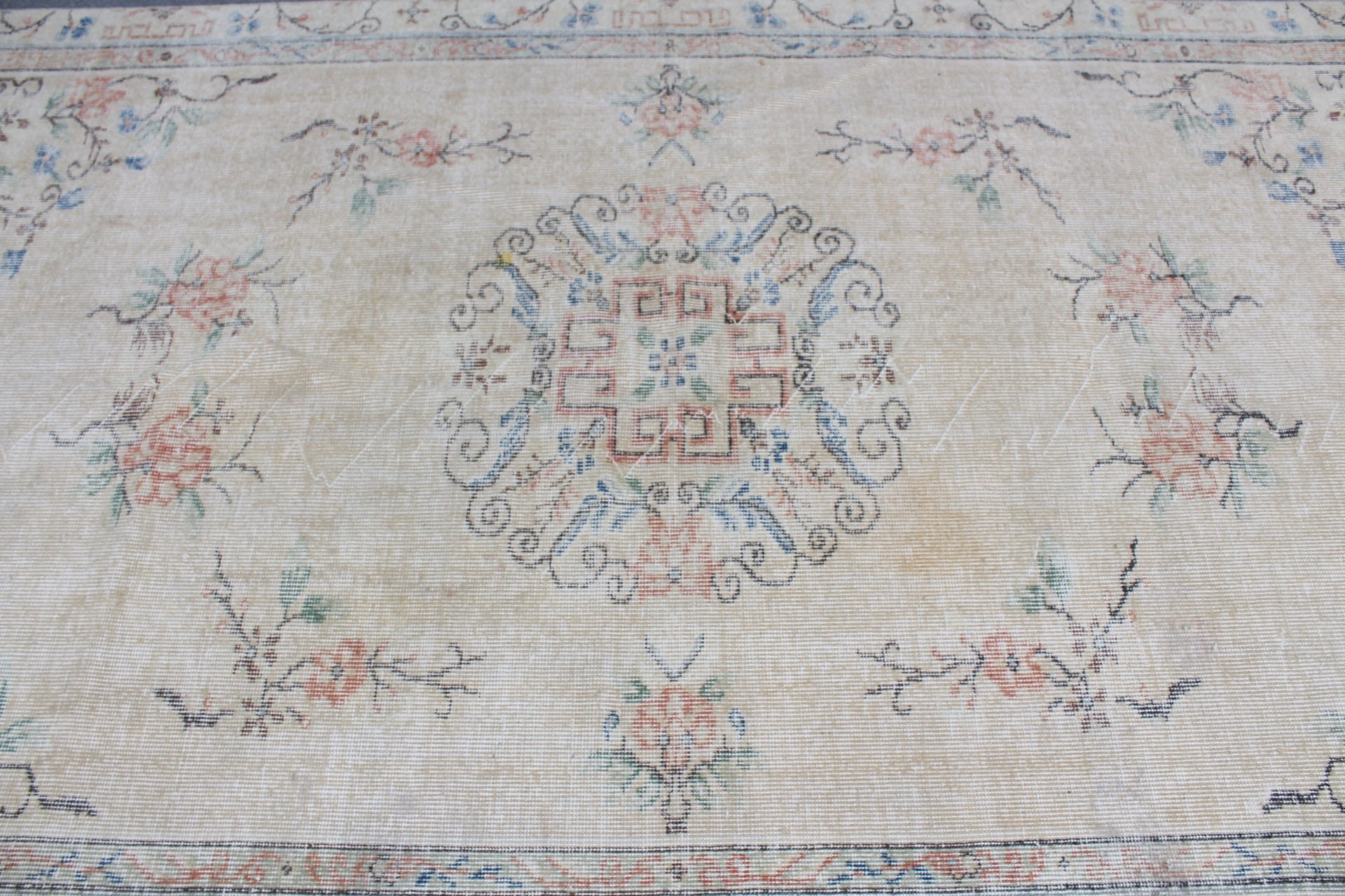 Türk Halıları, 4,9x8,5 ft Büyük Halı, Yatak Odası Halıları, Havalı Halılar, Salon Halıları, Fas Halıları, Yatak Odası Halıları, Vintage Halılar, Bej Oushak Halıları