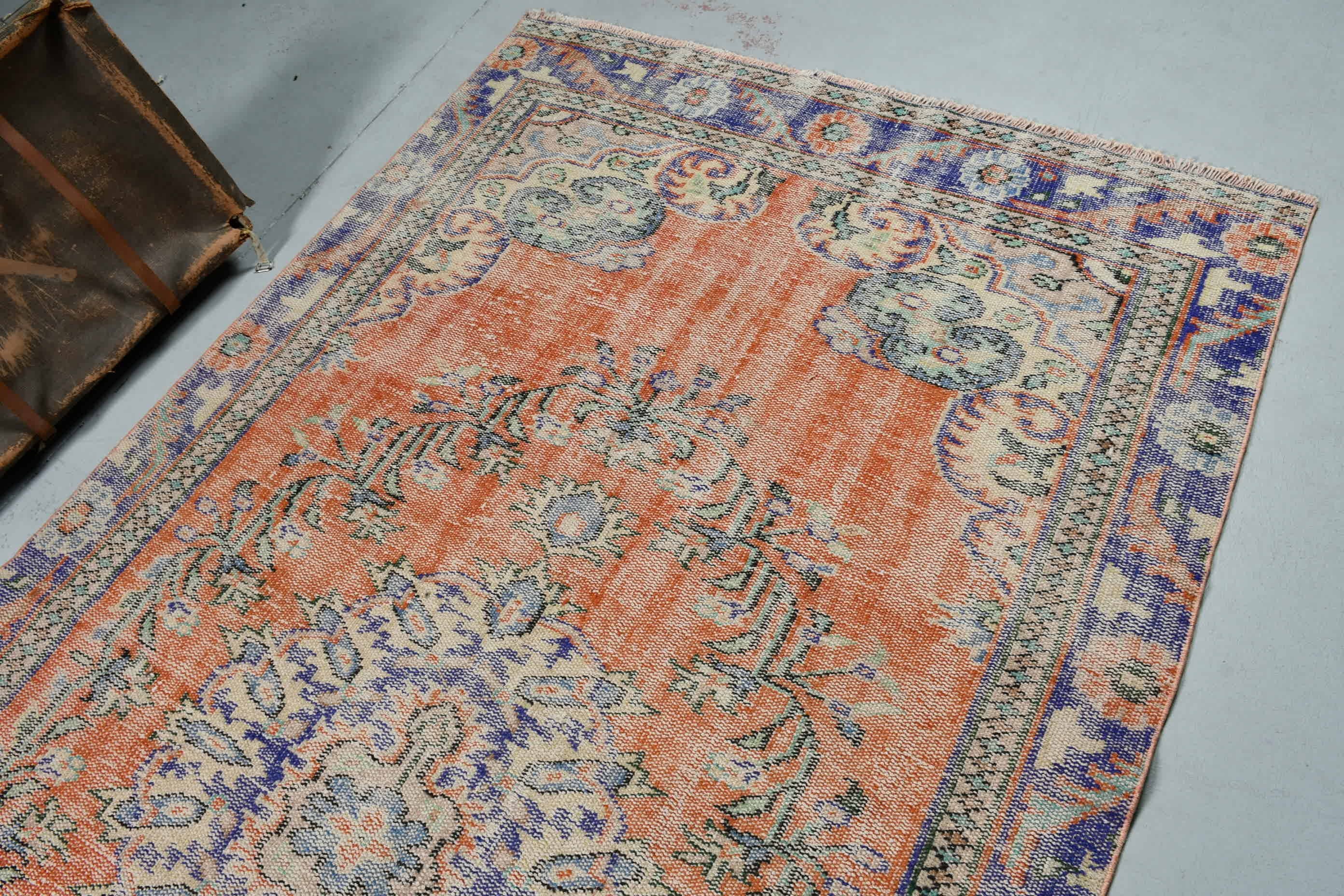 5x9.5 ft Large Rug, Rugs for Living Room, Orange Oushak Rugs, Cool Rug, Vintage Rug, Floor Rug, Salon Rug, Turkish Rug, Bedroom Rugs