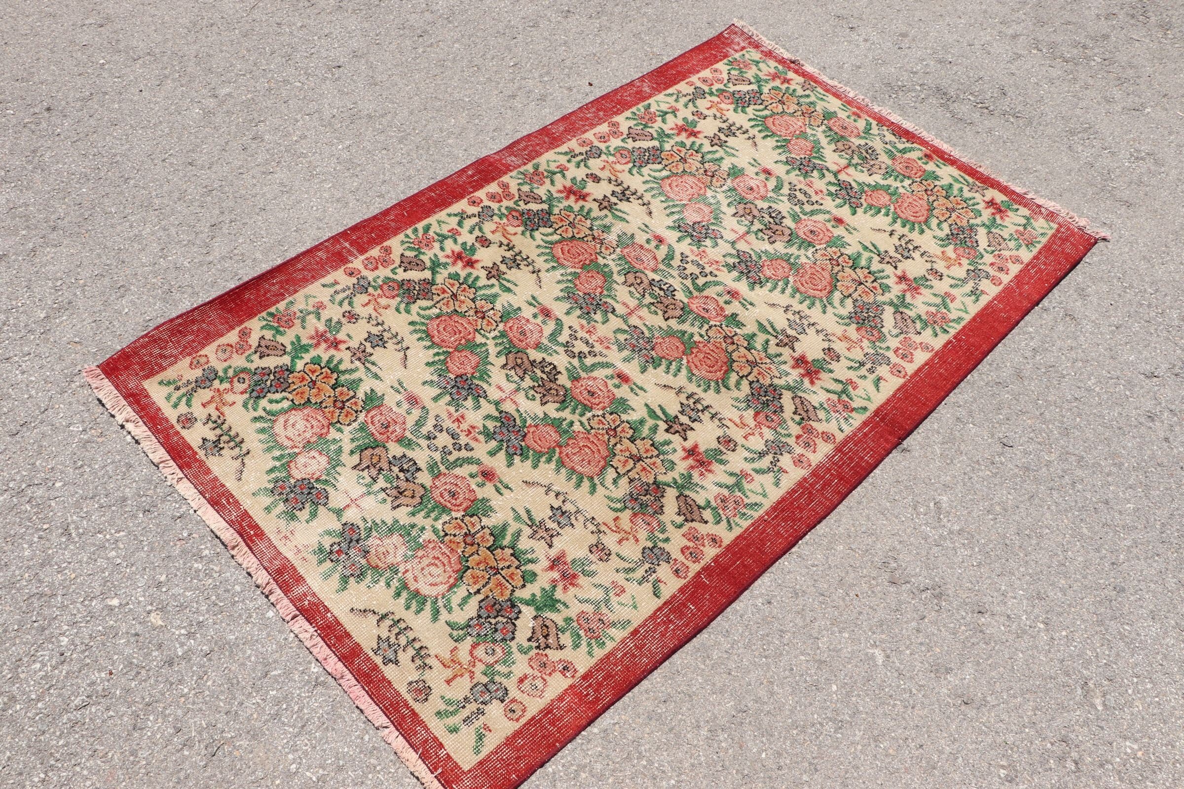 Antique Rug, Kitchen Rugs, Cool Rug, Vintage Rug, 3.6x5.9 ft Accent Rug, Red Home Decor Rugs, Turkish Rugs, Entry Rugs, Rugs for Kitchen