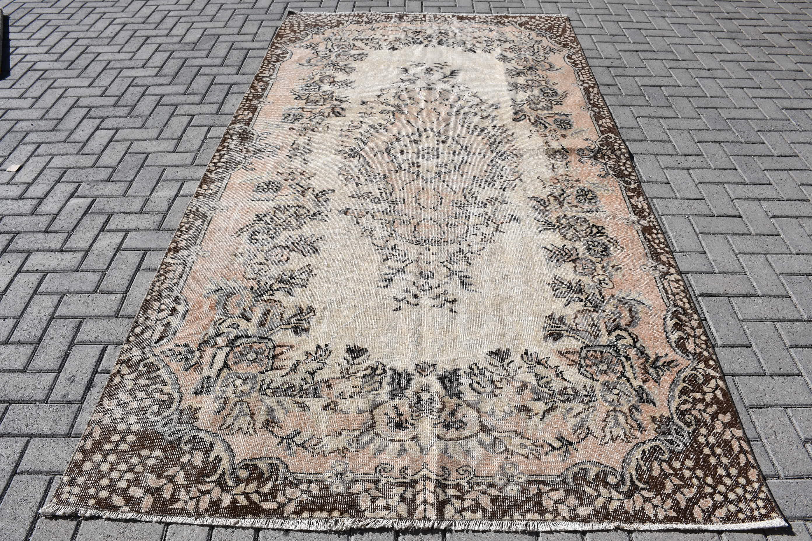 Vintage Halı, Türk Halıları, Mutfak Halısı, Bej Yatak Odası Halısı, Oturma Odası Halısı, Yemek Odası Halıları, 5.4x9.9 ft Büyük Halı, Sessiz Halı