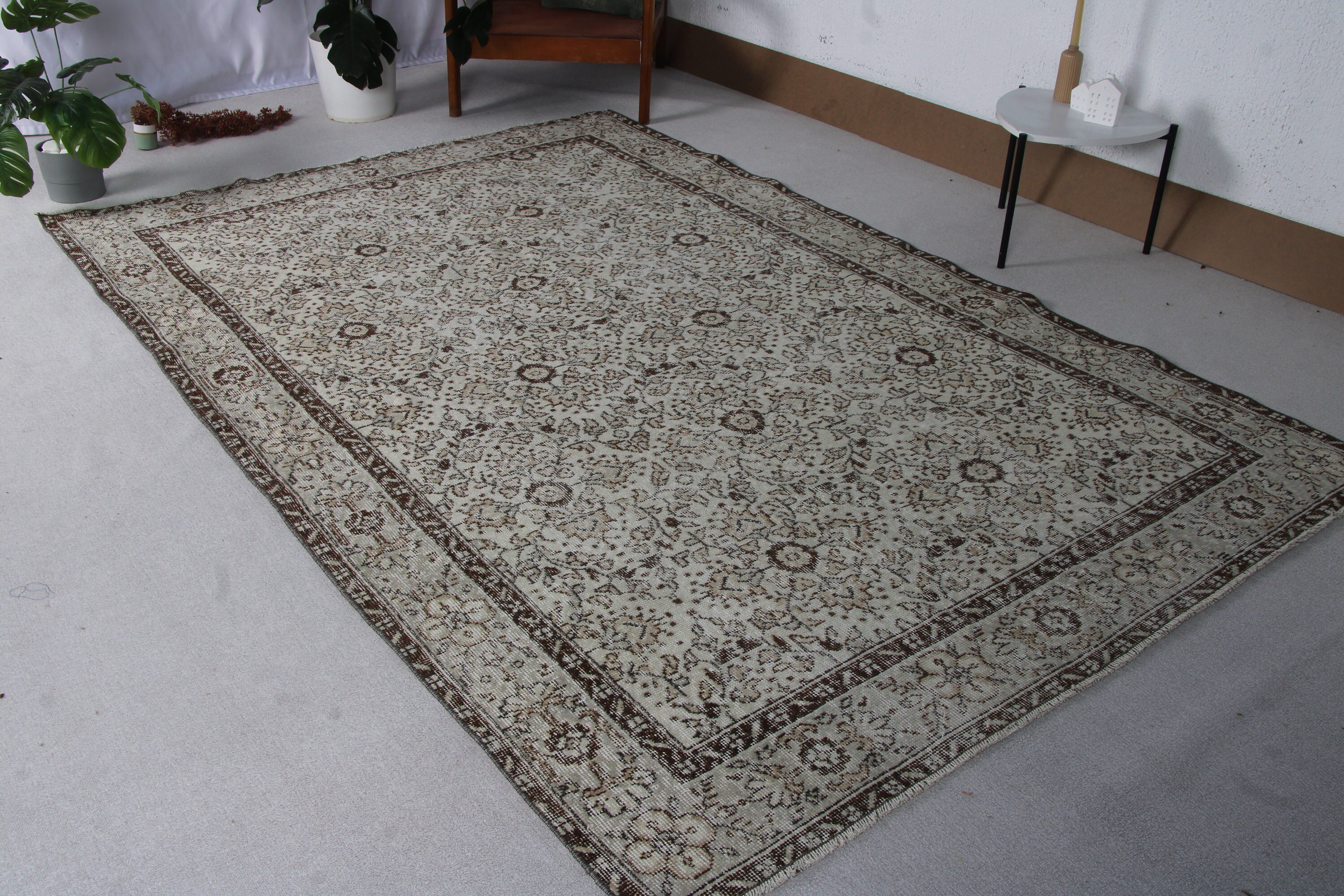 Mutfak Halıları, Aztek Halısı, Vintage Halılar, Türk Halısı, 6,1x9,2 ft Büyük Halılar, Büyük Boho Halıları, Bej Yün Halıları, Yemek Odası Halısı