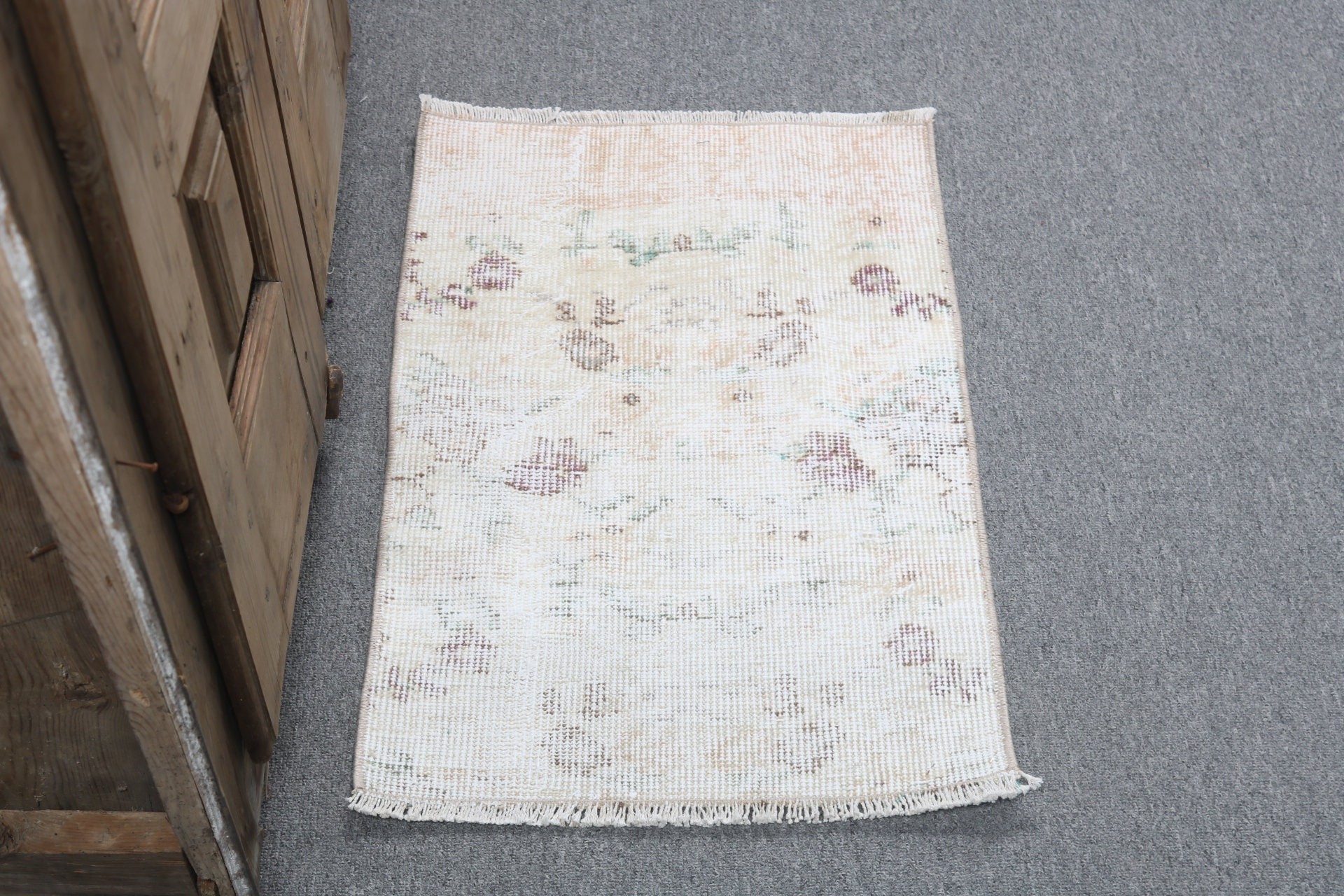 Vintage Rugs, Beige Wool Rugs, Bedroom Rugs, Rugs for Entry, 1.4x2.2 ft Small Rug, Wall Hanging Rugs, Luxury Rugs, Turkish Rug, Floor Rug