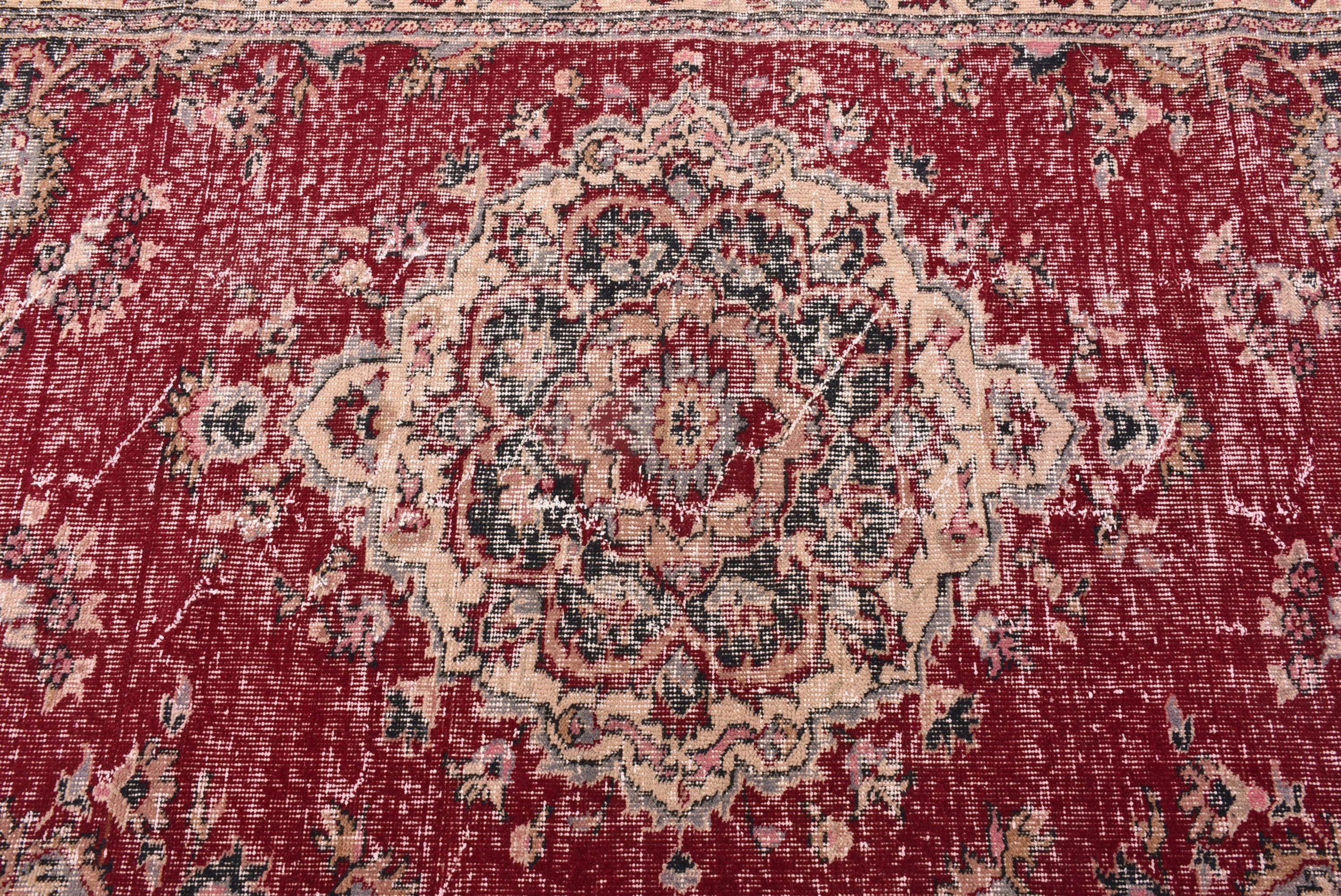 Boho Halılar, Vintage Halılar, İç Mekan Halıları, Türk Halıları, 4,1x6,6 ft Alan Halısı, Geometrik Halı, Boho Alan Halıları, Alan Halıları, Kırmızı Yer Halıları