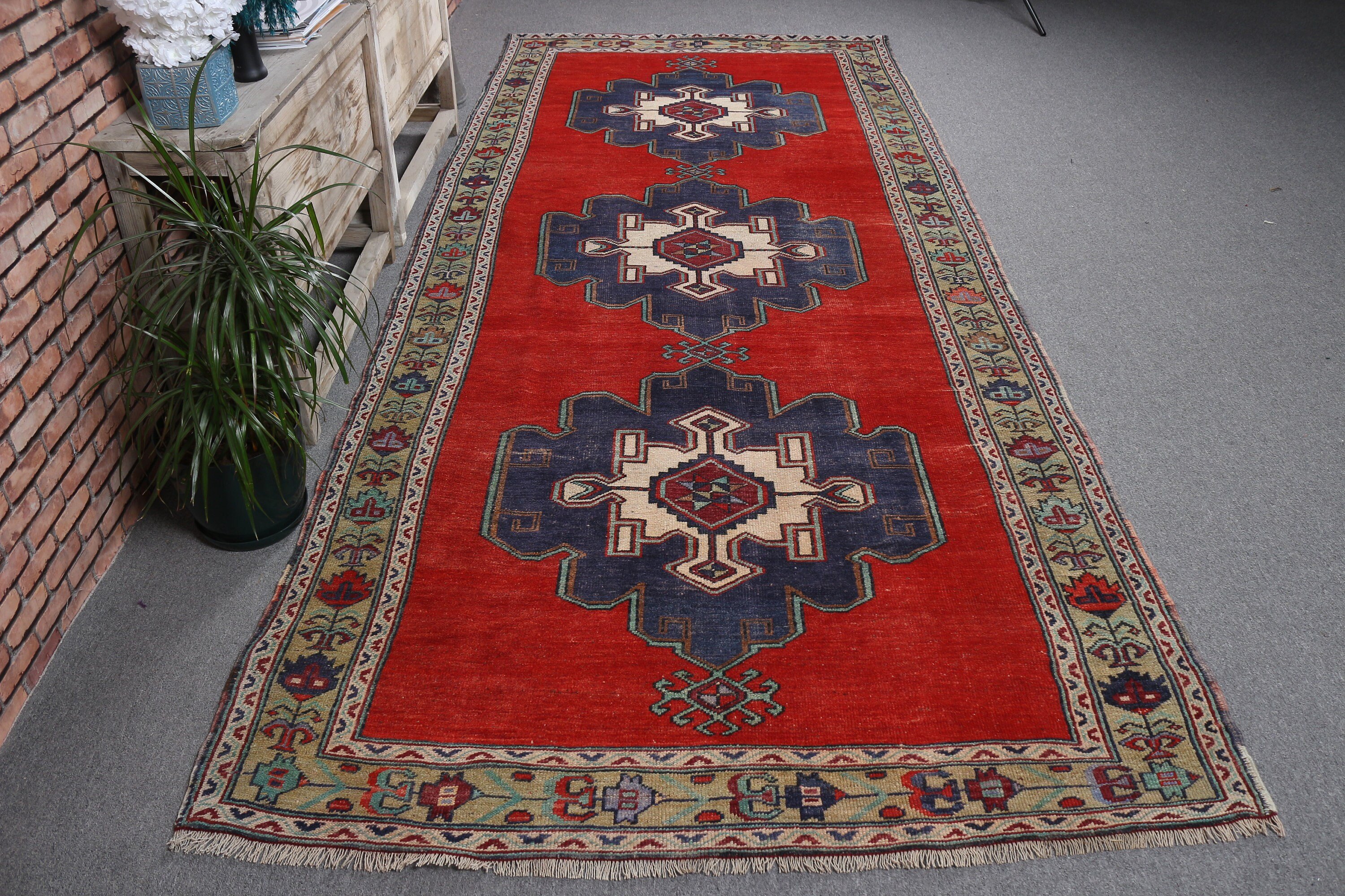 5.2x11.3 ft Large Rug, Oriental Rug, Turkish Rug, Living Room Rug, Bedroom Rugs, Vintage Rug, Pale Rugs, Red Kitchen Rug