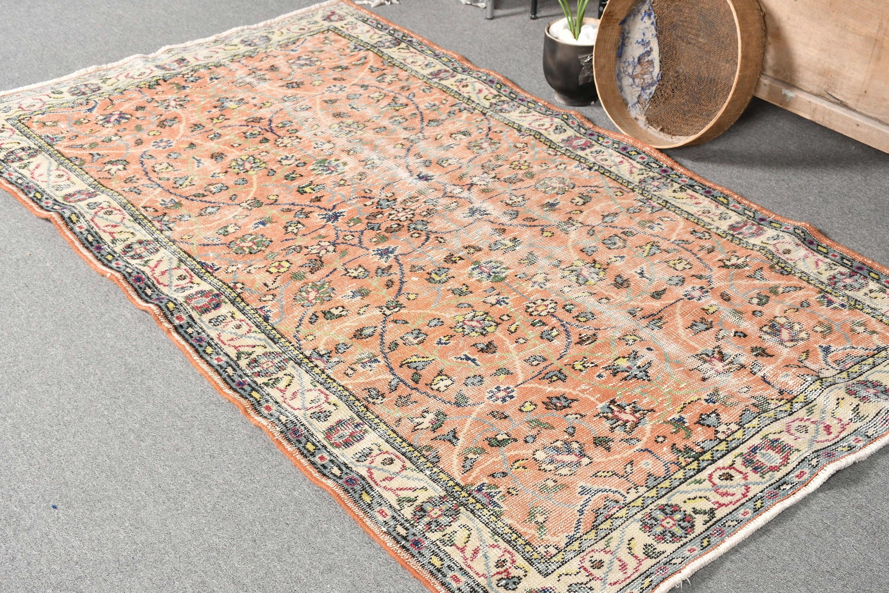 Floor Rug, Brown Antique Rug, Home Decor Rugs, Rugs for Kitchen, 3.9x6.7 ft Area Rugs, Indoor Rug, Vintage Rug, Turkish Rugs