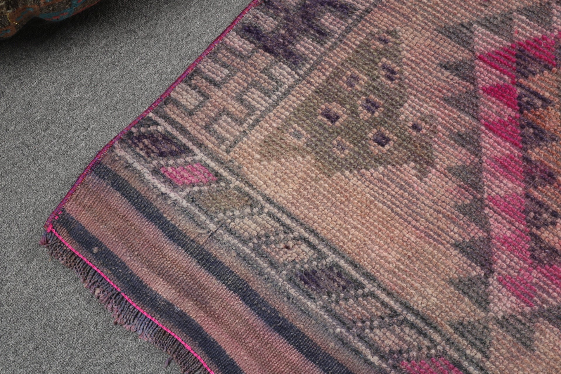 Oriental Rugs, Turkish Rug, Turkey Rug, Pink Geometric Rug, Bohemian Rug, Hallway Rugs, Kitchen Rugs, 2.8x10.4 ft Runner Rugs, Vintage Rugs