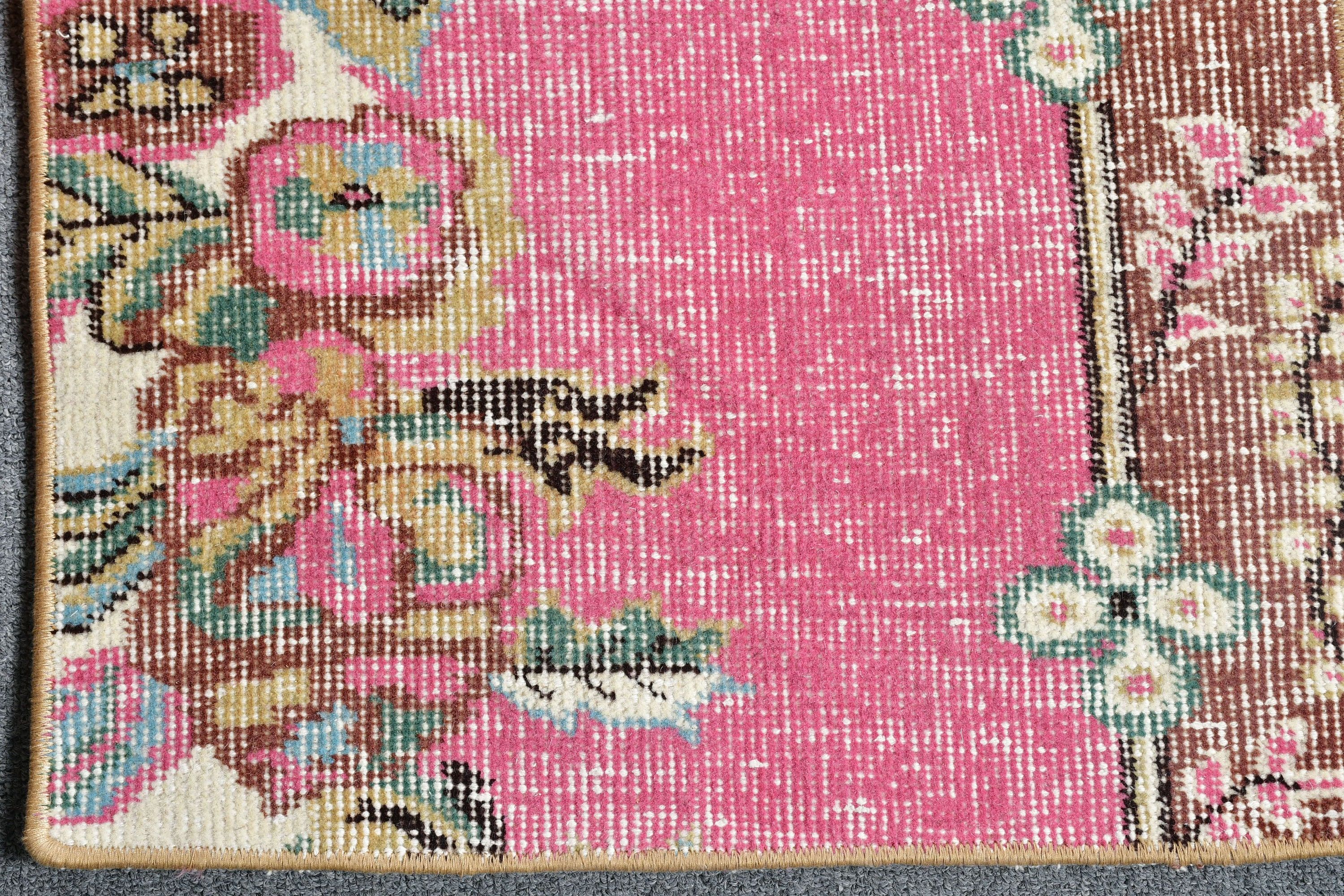 Bedroom Rug, Turkish Rug, Pink Cool Rug, Floor Rugs, Moroccan Rug, Vintage Rugs, Door Mat Rug, 1.6x4.1 ft Small Rug, Old Rug, Rugs for Bath