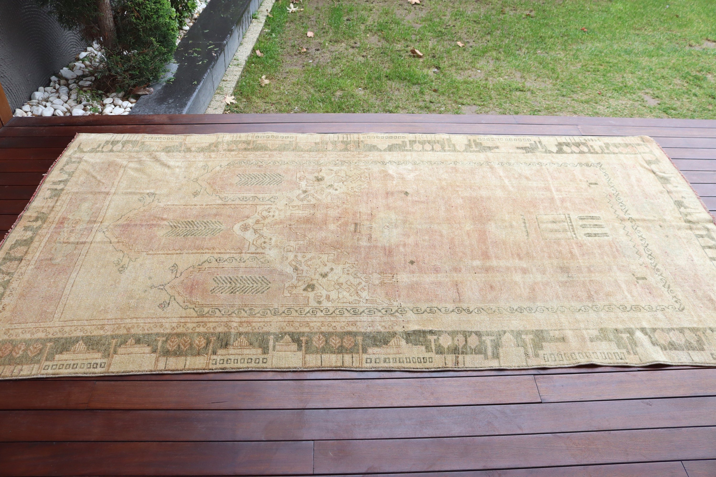 Vintage Alan Halısı, Türk Halısı, 4,2x8,5 ft Alan Halıları, Vintage Halı, Yer Halıları, Mutfak Halıları, Oryantal Halı, Bej El Dokuma Halılar, Lüks Halılar