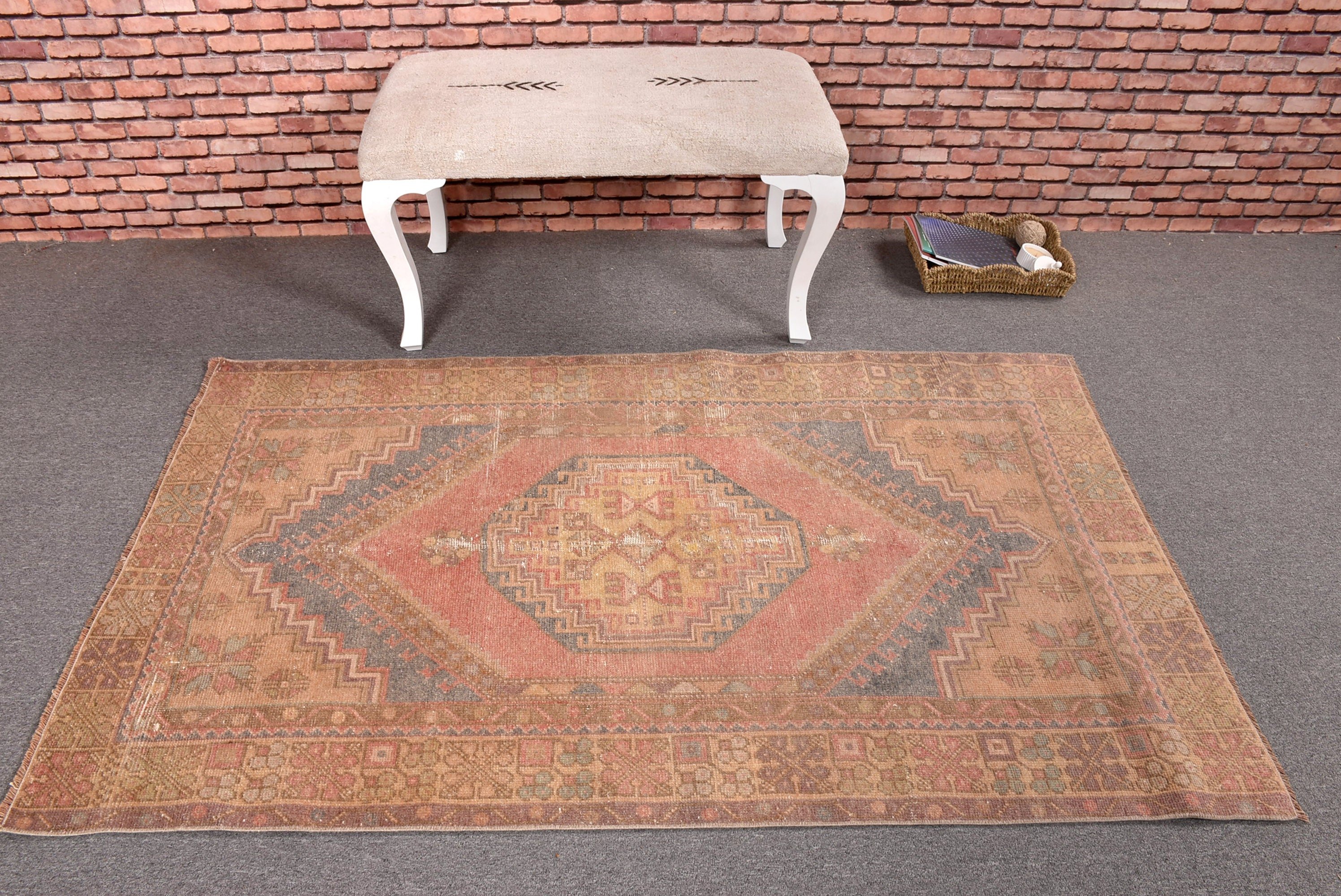 Yün Halı, Anadolu Halısı, Boho Vurgulu Halılar, Türk Halıları, Vintage Halılar, Yeşil Açıklama Halısı, 3,6x5,8 ft Vurgulu Halılar, Modern Halı, Çocuk Halısı