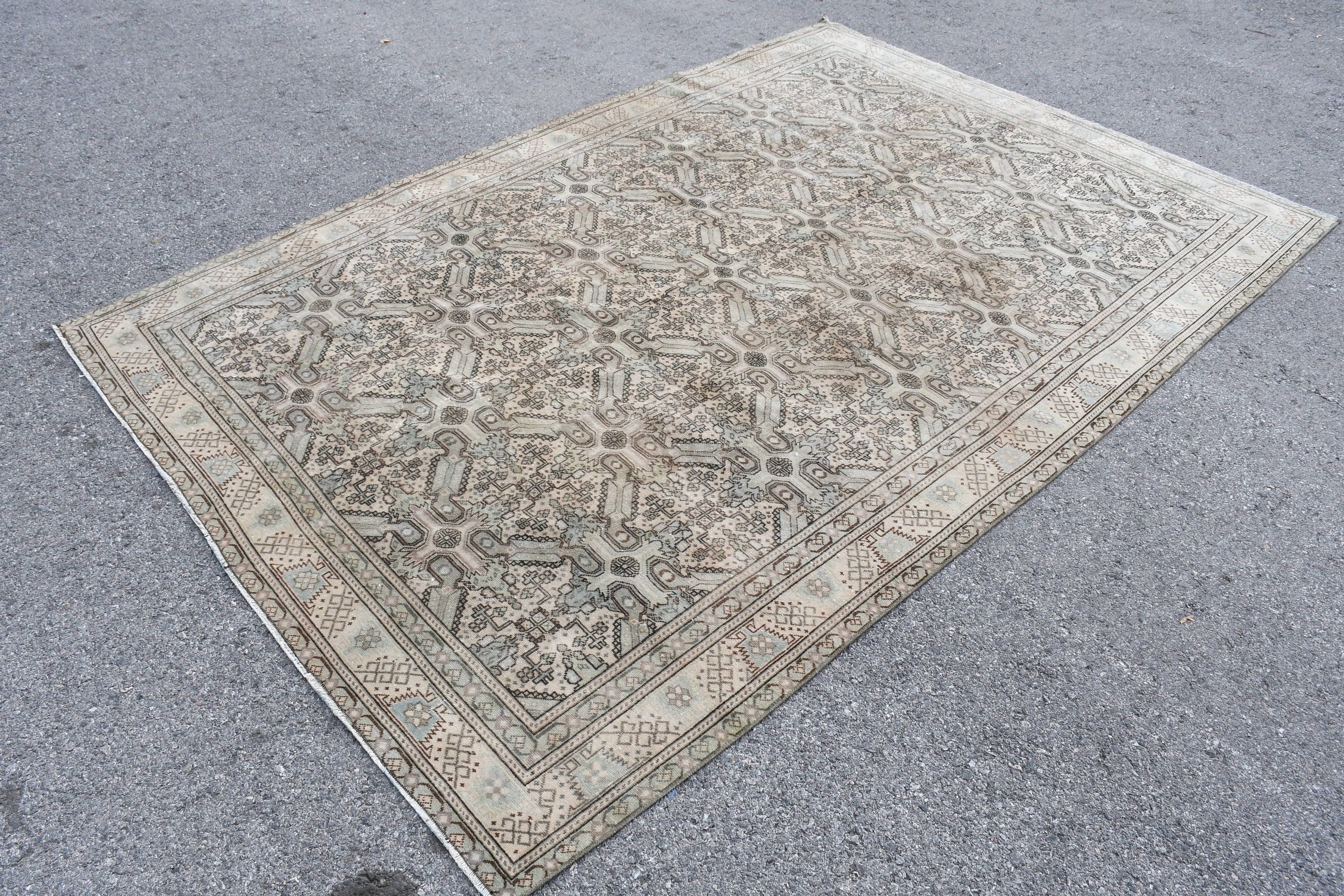 Salon Rugs, Kitchen Rug, Dining Room Rug, Cool Rug, Rugs for Bedroom, Beige  6x9.1 ft Large Rug, Vintage Rug, Turkish Rugs