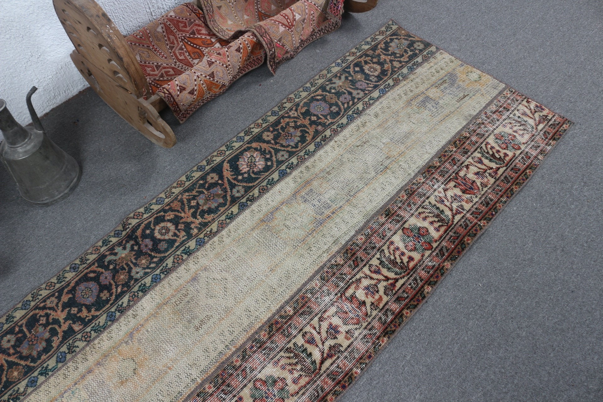 Turkish Rugs, Vintage Rug, Rugs for Stair, Stair Rug, Oriental Rug, Kitchen Rug, Beige  2.7x8.5 ft Runner Rug, Antique Rugs