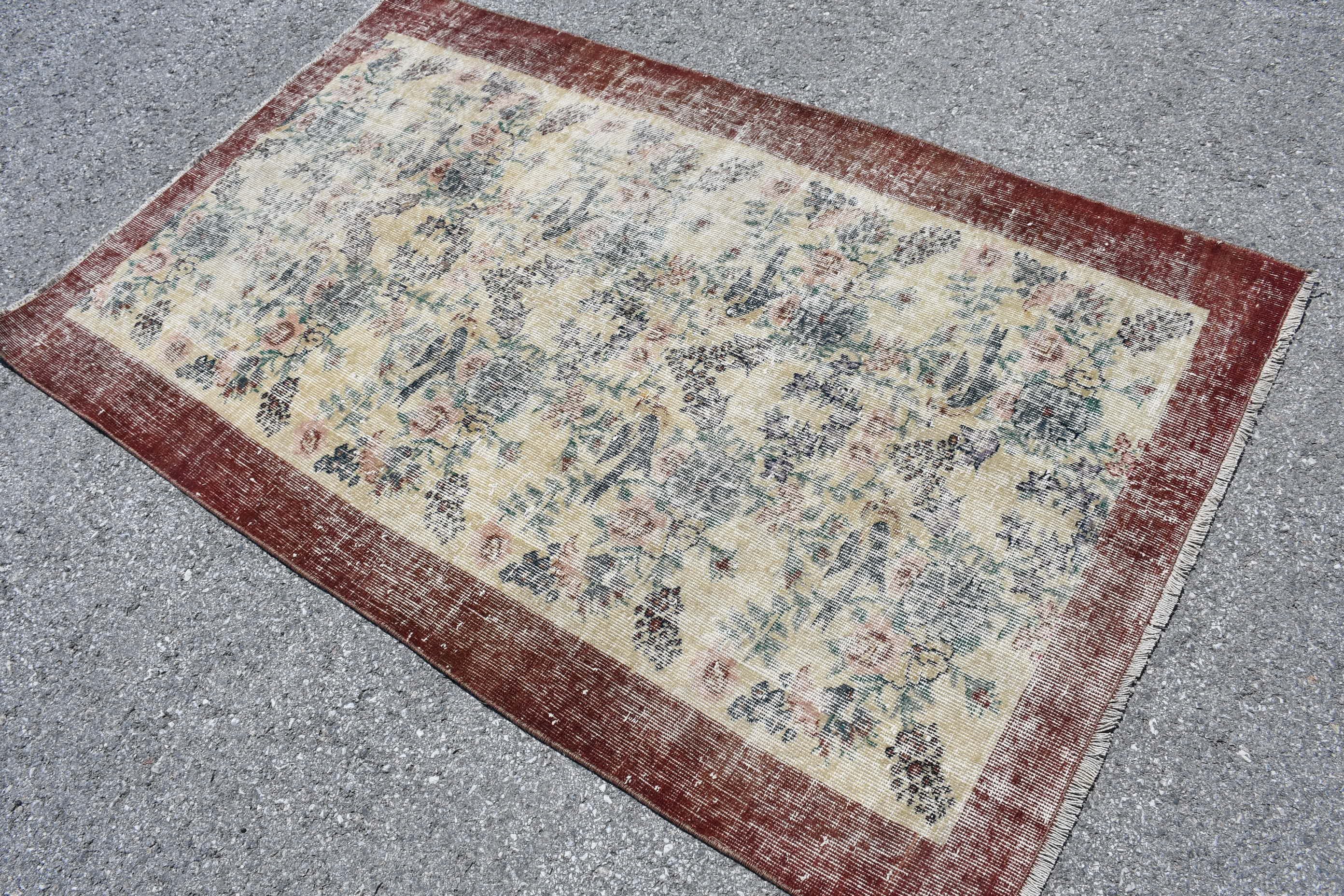 Nursery Rug, Vintage Rug, Bedroom Rugs, Rugs for Bedroom, 3.8x6.1 ft Accent Rugs, Red Antique Rug, Turkish Rug, Floor Rug, Oriental Rug