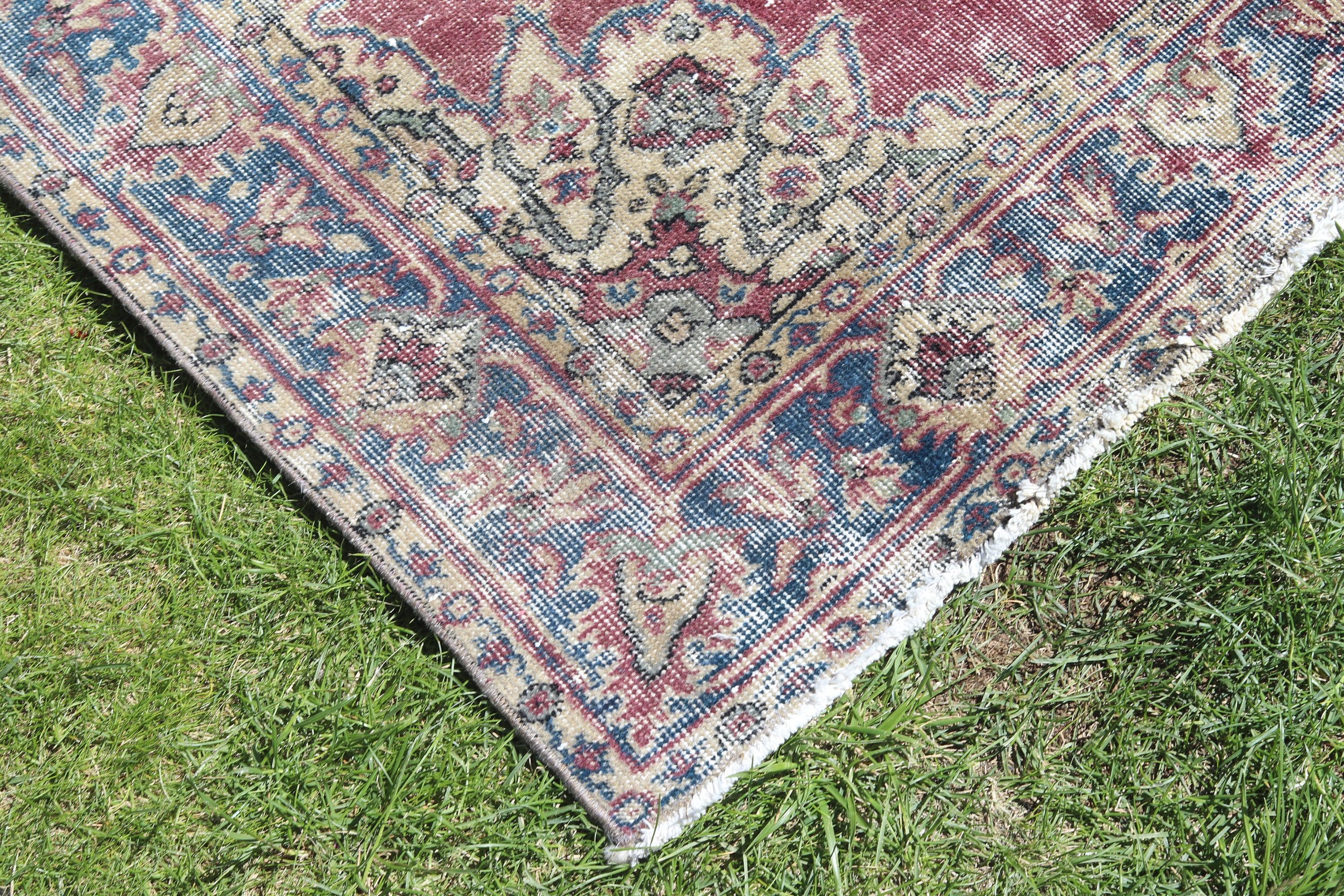 3.5x6.8 ft Accent Rug, Boho Accent Rugs, Floor Rugs, Aztec Rug, Blue Moroccan Rugs, Rugs for Bedroom, Vintage Rug, Turkish Rug, Oushak Rugs