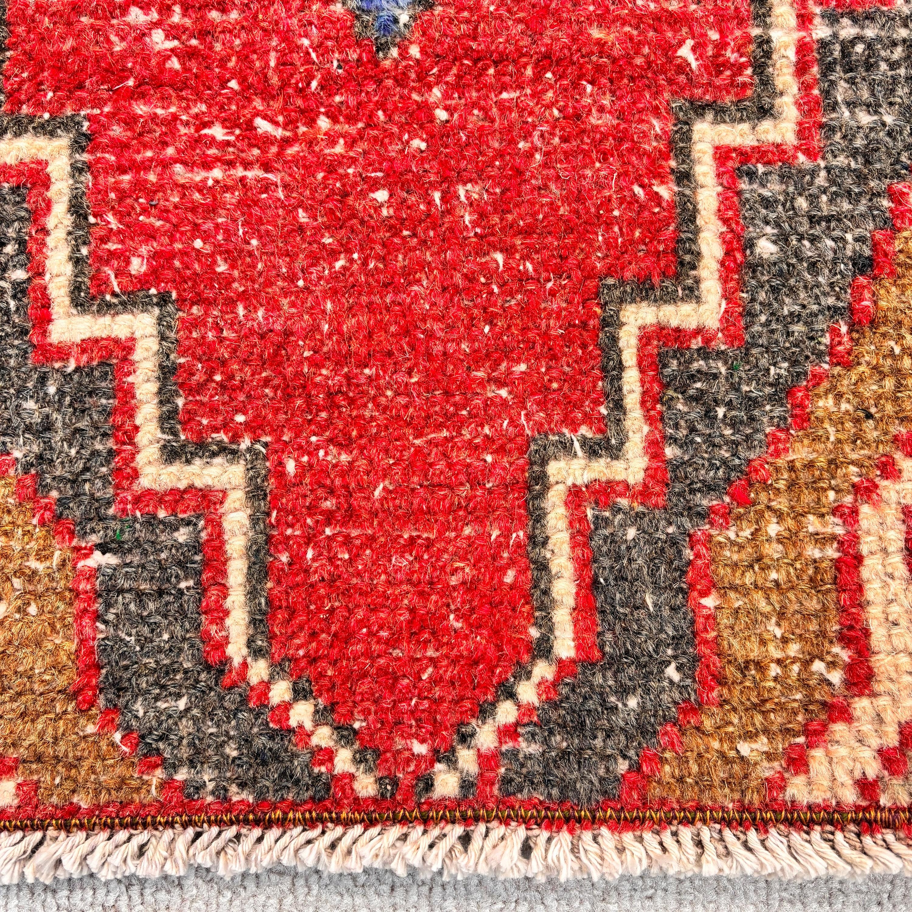 Modern Rug, Small Area Rugs, Kitchen Rug, 1.5x3 ft Small Rugs, Turkish Rugs, Rugs for Bath, Red Wool Rug, Entry Rug, Vintage Rugs