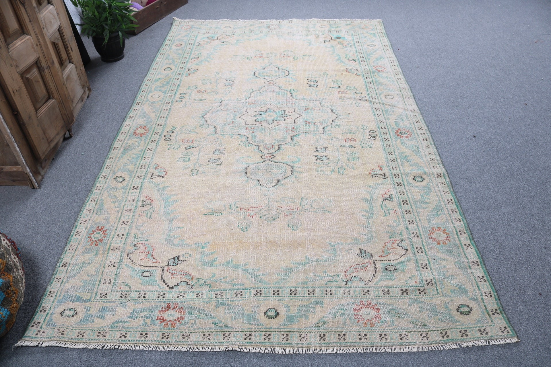 Sarı Yatak Odası Halıları, Türk Halısı, Boho Halısı, Vintage Halılar, Modern Halı, Yemek Odası Halıları, Tribal Halı, Oturma Odası Halıları, 5.3x8.8 ft Büyük Halılar