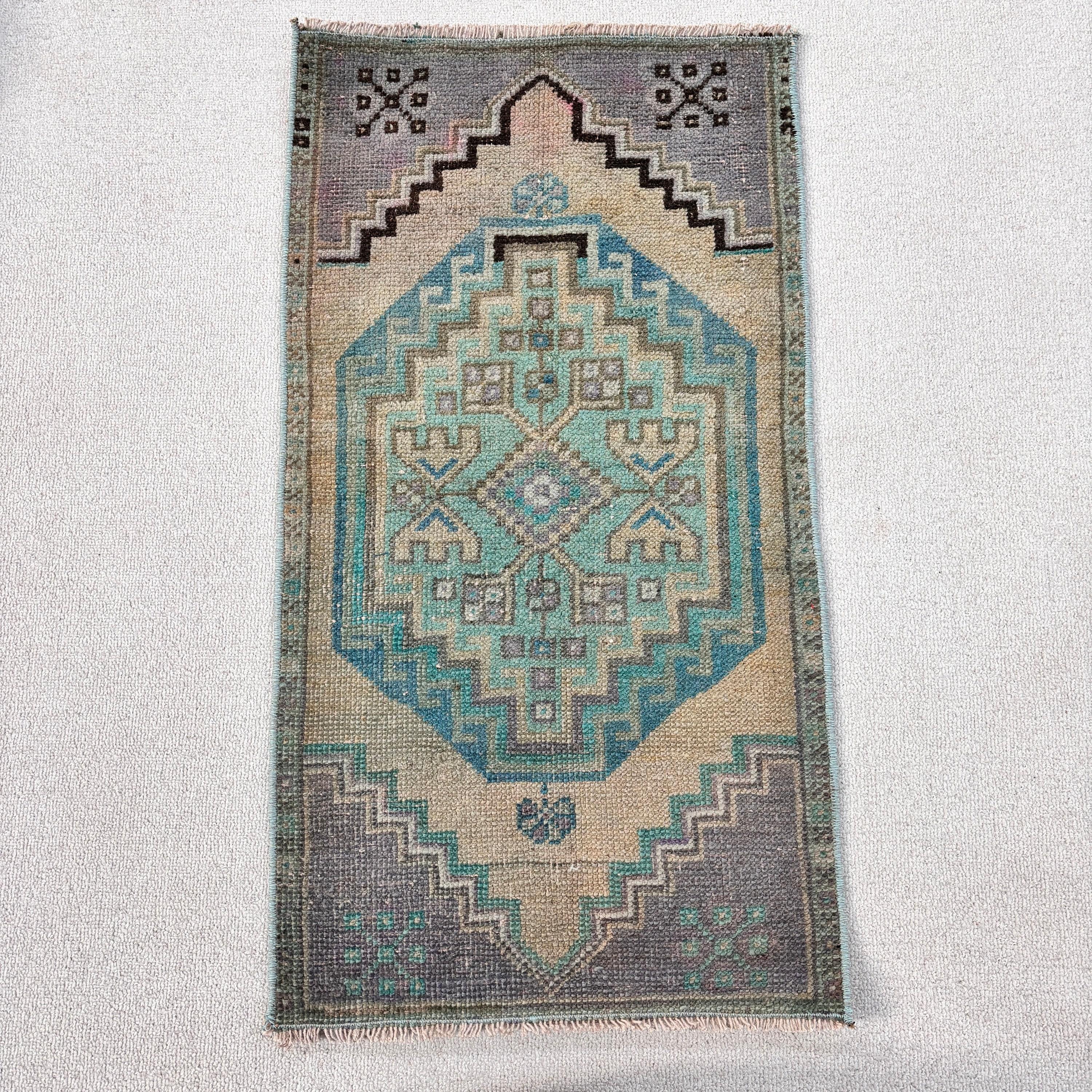 Oushak Halı, Türkiye Halıları, Kapı Paspas Halıları, Banyo Halıları, Yeşil Yün Halı, Vintage Halı, Türk Halıları, 1.5x2.7 ft Küçük Halılar, Düz Dokuma Halılar