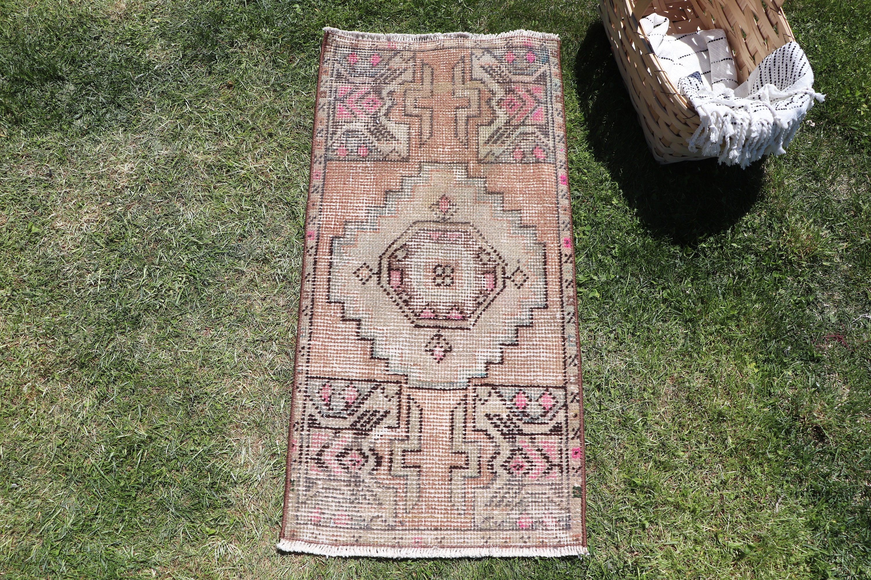 Rugs for Bathroom, Bedroom Rug, Orange Luxury Rug, 1.4x2.9 ft Small Rug, Small Vintage Rug, Vintage Rugs, Turkish Rugs, Luxury Rugs