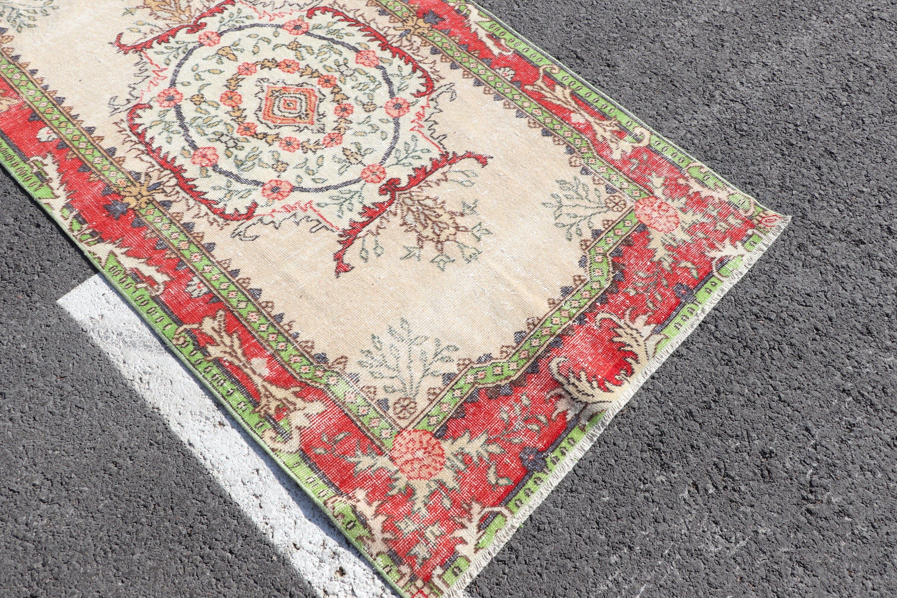 Rugs for Floor, Bedroom Rug, 3.7x6.5 ft Area Rugs, Turkish Rug, Red Cool Rug, Vintage Rug, Oriental Rug, Wool Rug, Dining Room Rugs