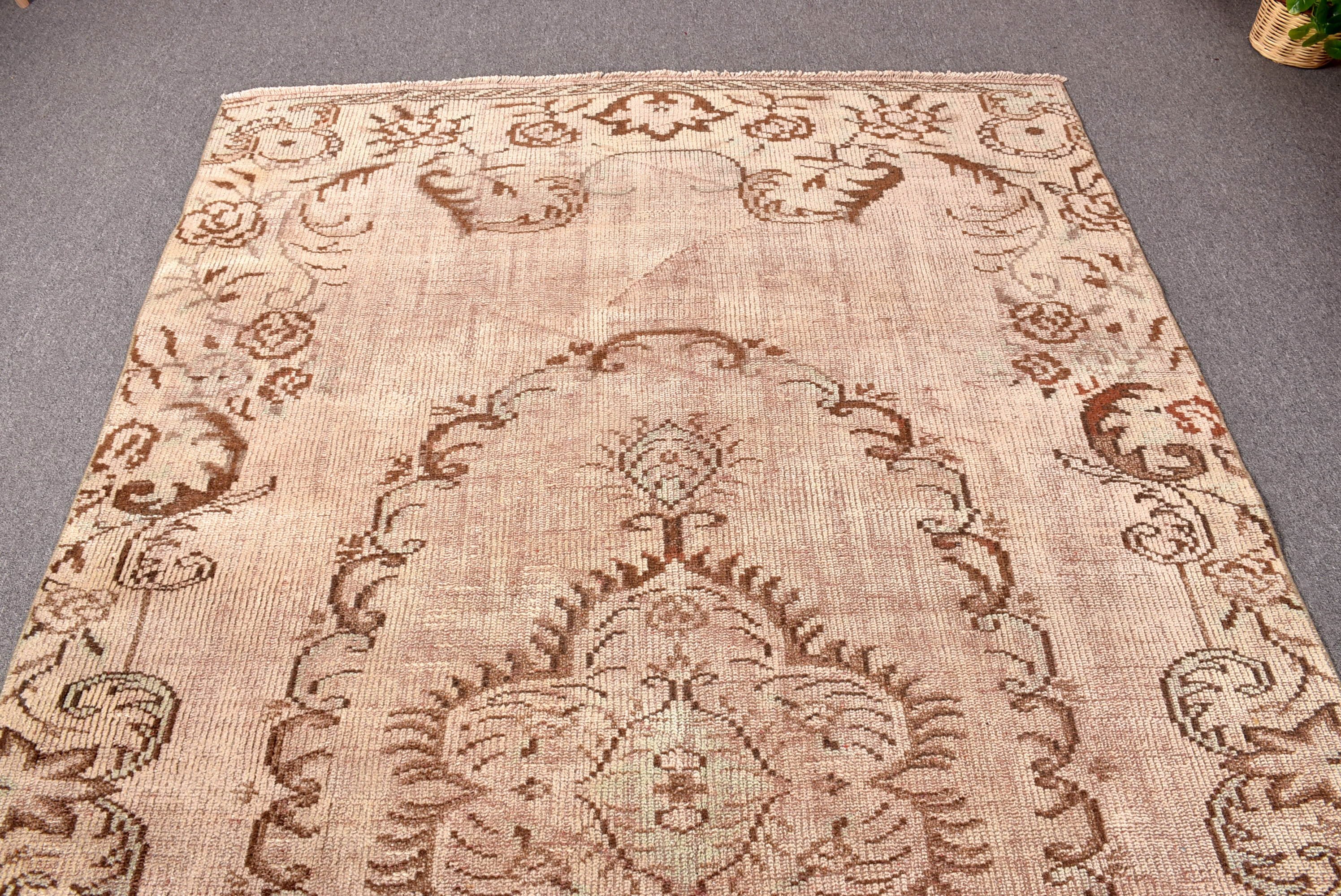 Vintage Rug, Beige Geometric Rugs, 5.2x8.7 ft Large Rugs, Turkish Rug, Floor Rug, Antique Rugs, Salon Rug, Dining Room Rugs, Home Decor Rug