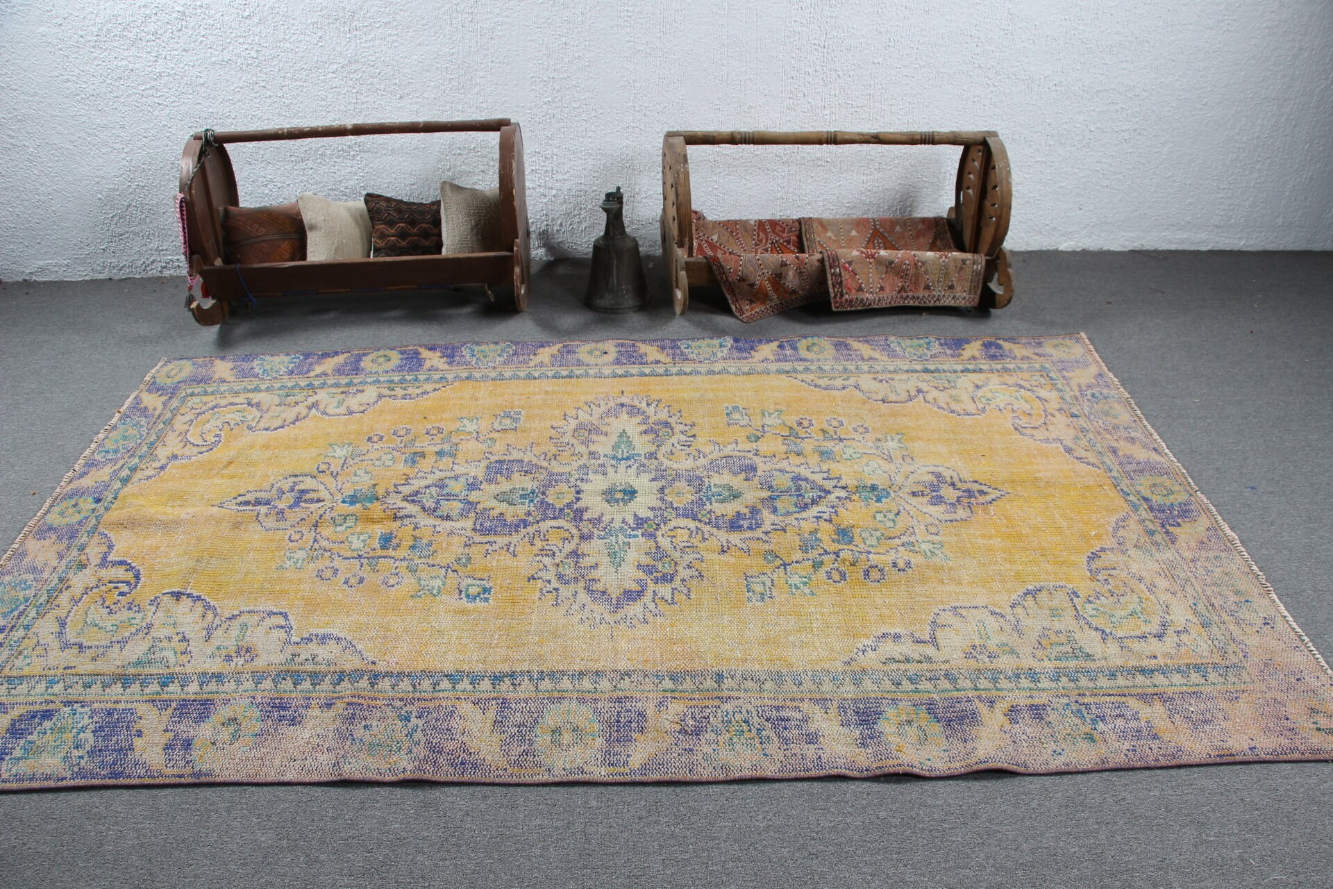 Yemek Odası Halıları, Antika Halı, Sarı Yatak Odası Halıları, Yemek Odası Halıları, 5.2x8.6 ft Büyük Halı, Anadolu Halıları, Türk Halısı, Vintage Halılar