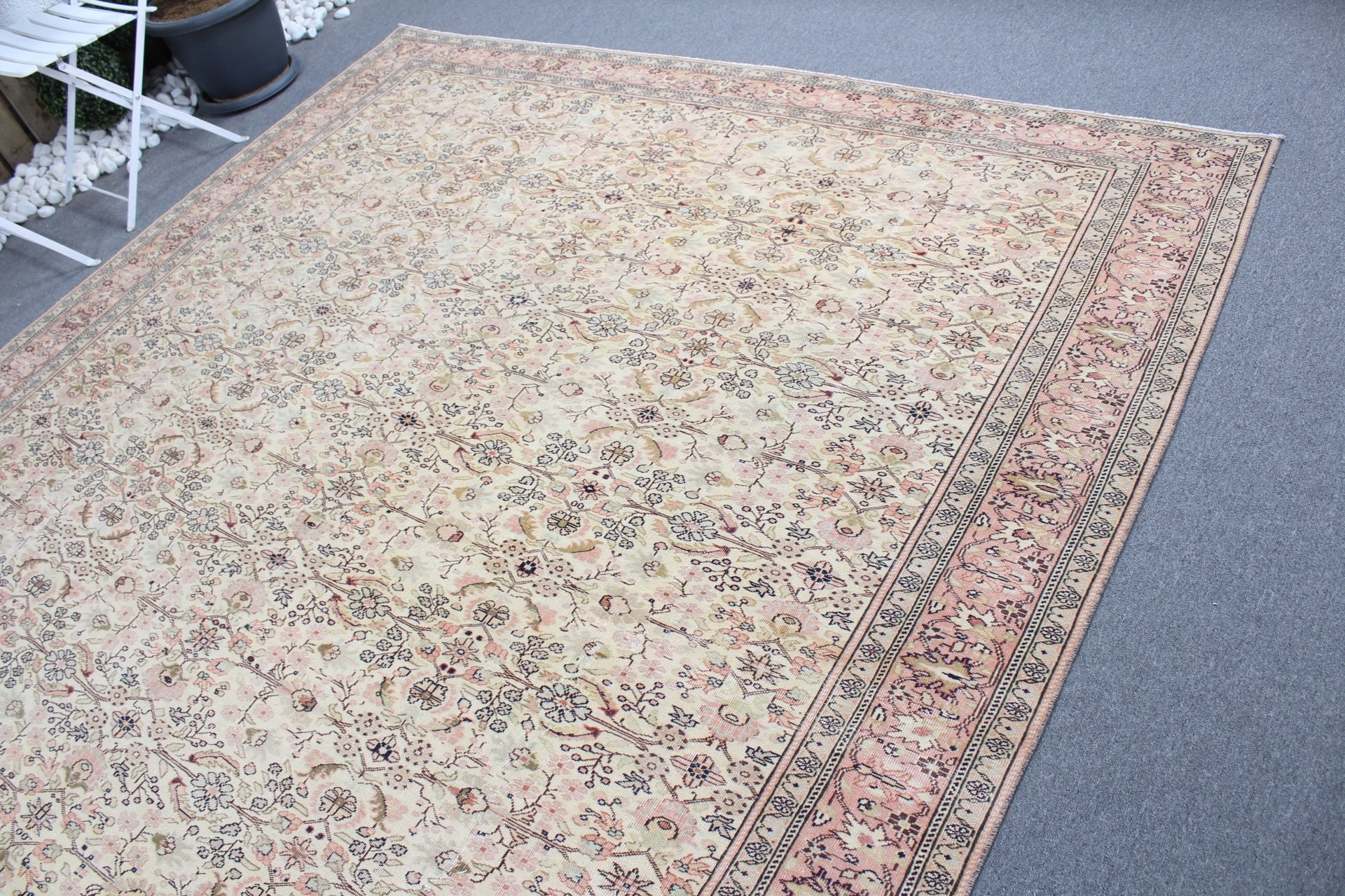 Beige Oriental Rug, Handmade Rug, Cool Rugs, 8x11 ft Oversize Rug, Vintage Rug, Saloon Rug, Oriental Rug, Dining Room Rugs, Turkish Rug