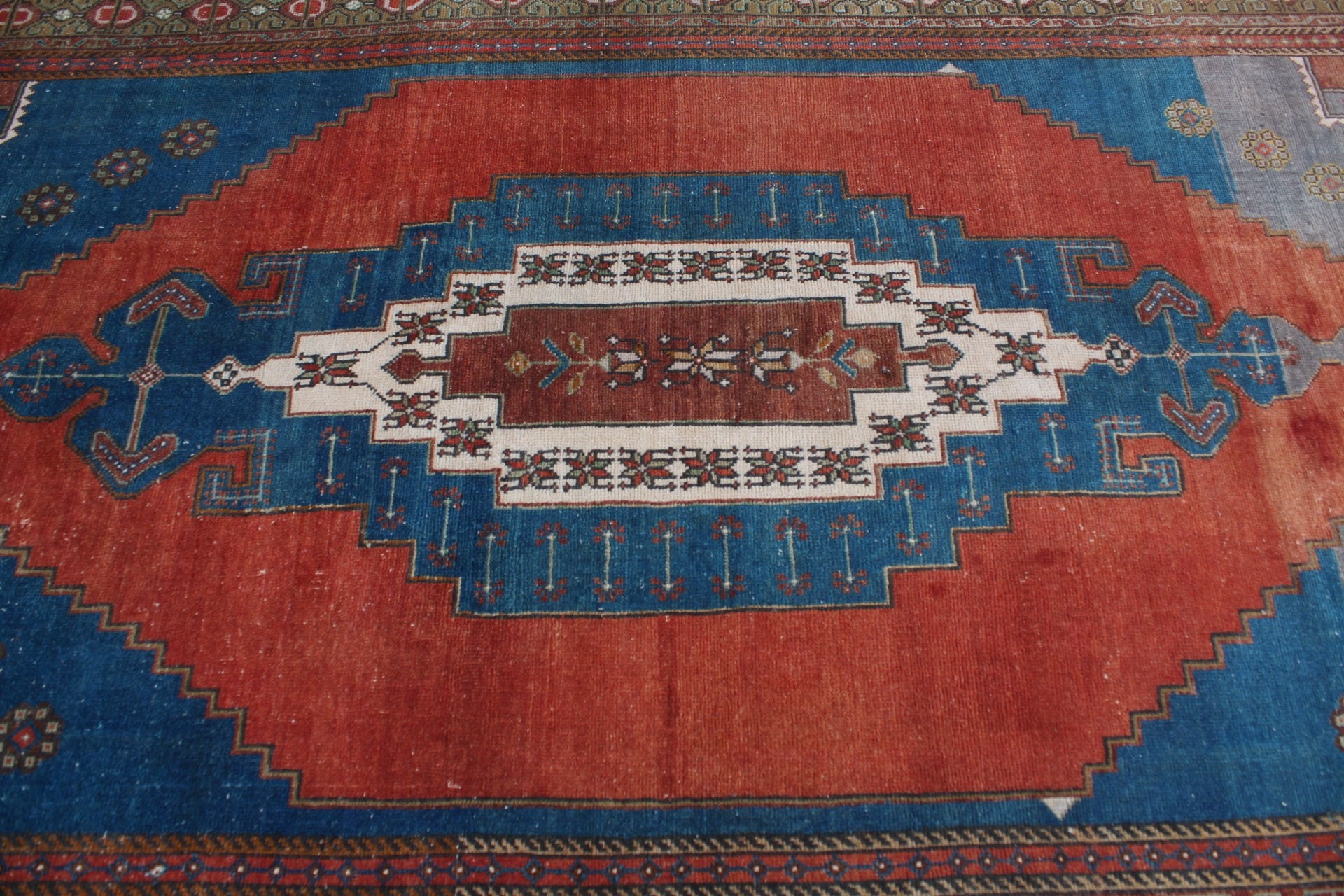 Salon Rug, Blue Bedroom Rugs, Wool Rug, Antique Rug, Turkish Rug, Living Room Rug, Aesthetic Rug, Vintage Rug, 5.4x10.8 ft Large Rug