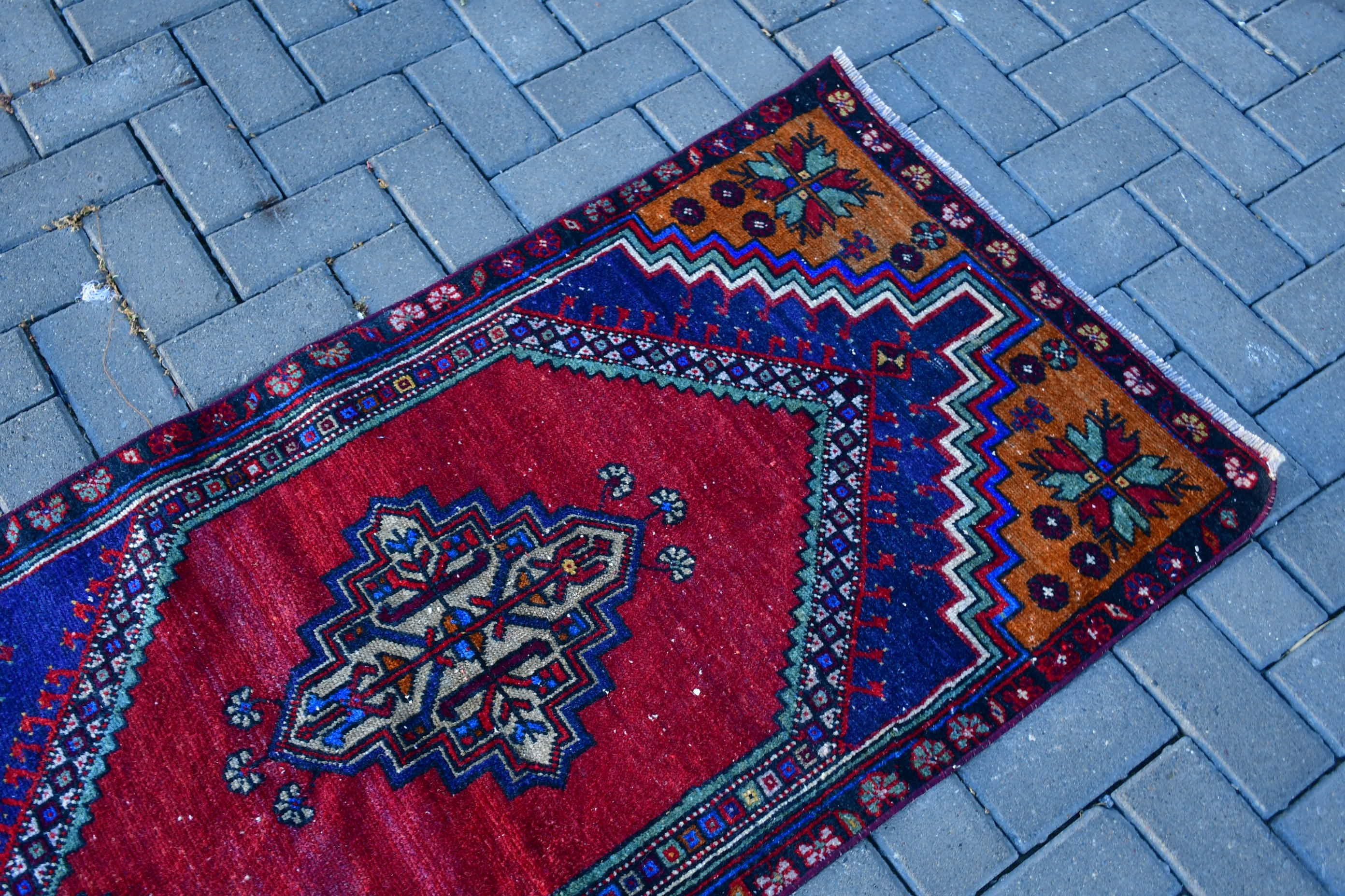 Red Oriental Rug, 2.4x4.9 ft Small Rug, Bath Rug, Antique Rugs, Cool Rugs, Turkish Rugs, Kitchen Rug, Rugs for Bedroom, Vintage Rugs