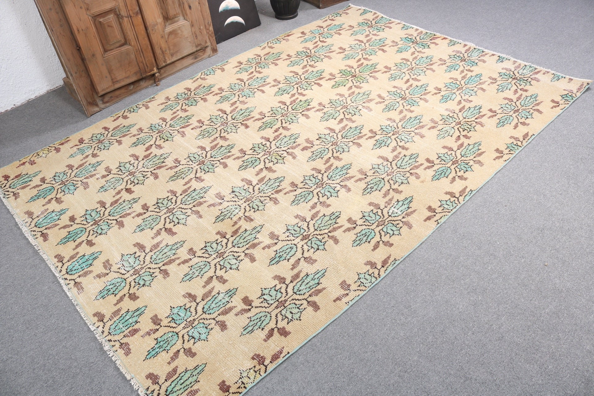 5.4x7.8 ft Büyük Halı, Vintage Halı, Boho Halılar, Kahverengi Modern Halılar, Aztek Halısı, Büyük Boho Halıları, Açıklama Halıları, Türk Halısı, Yemek Odası Halıları