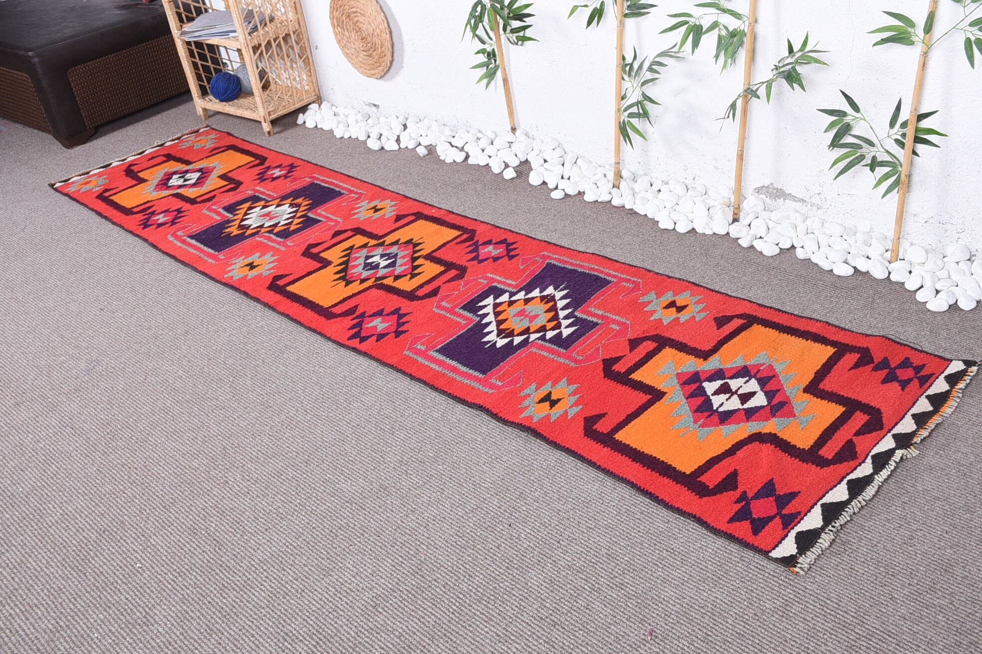 Hallway Rugs, Cool Rug, Turkish Rug, 2.3x10.4 ft Runner Rug, Red Kitchen Rugs, Anatolian Rugs, Stair Rugs, Vintage Rug, Rugs for Kitchen