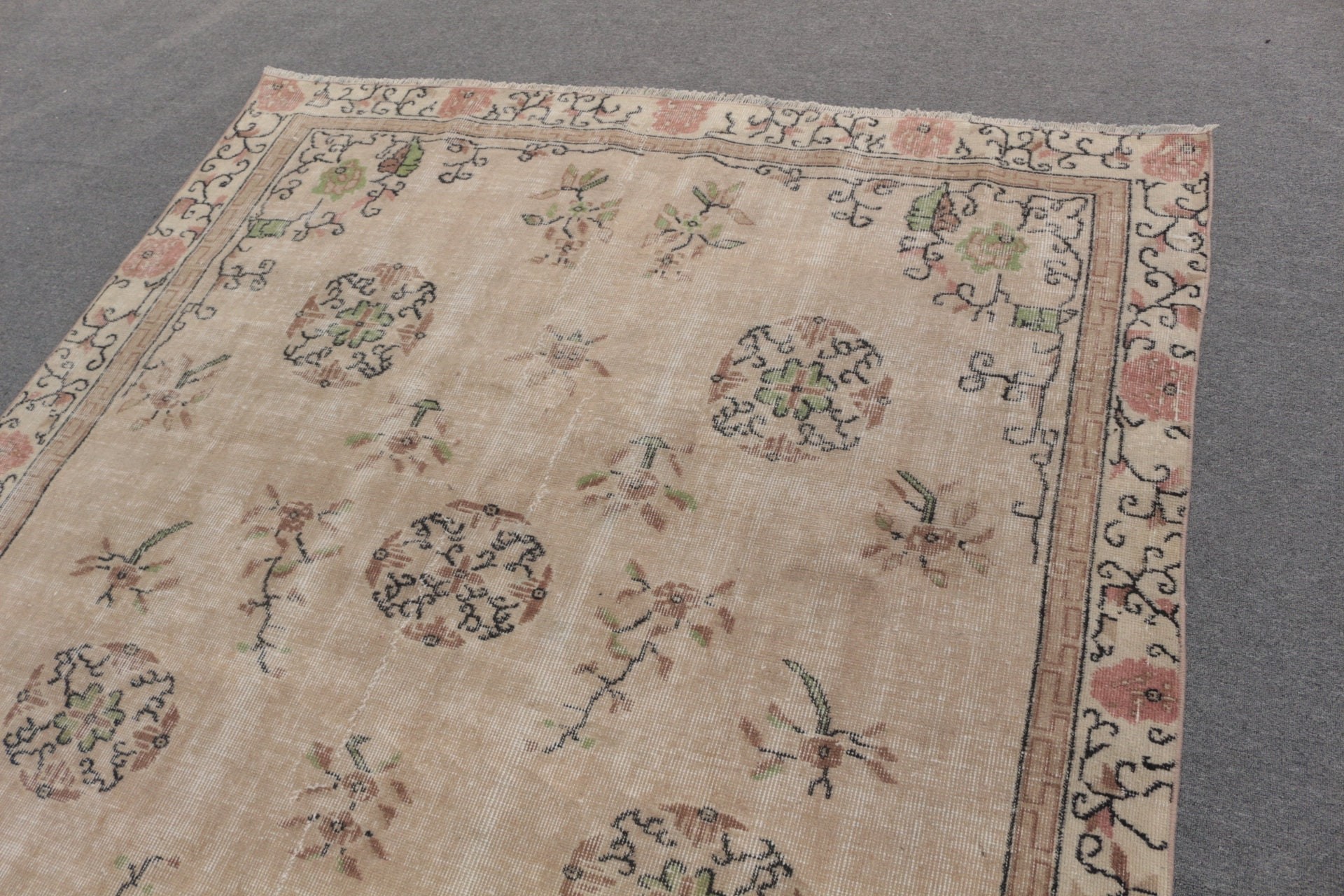 Turkish Rugs, Bedroom Rug, 6.2x9.2 ft Large Rug, Salon Rug, Beige Antique Rugs, Office Rug, Vintage Rug, Dining Room Rug, Moroccan Rug