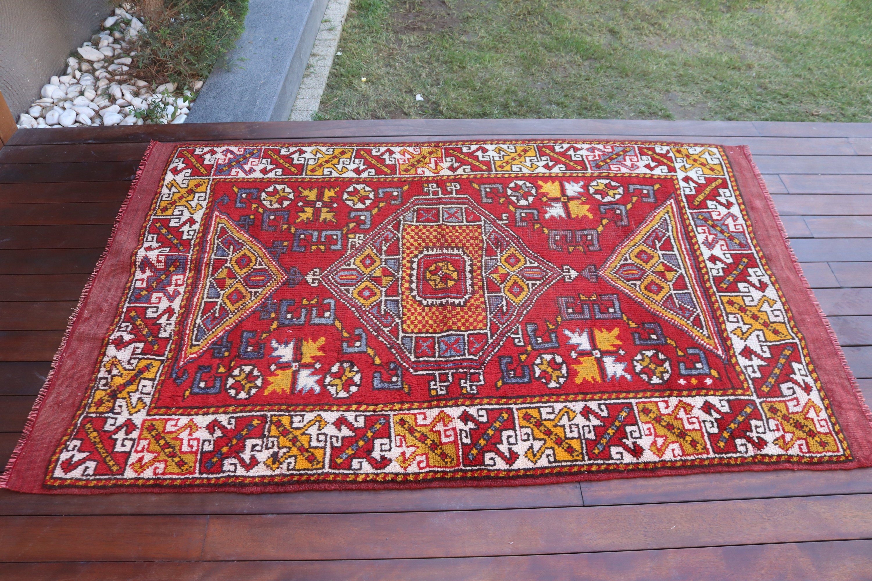 Vintage Halı, Çocuk Halıları, El Dokuma Halı, Oryantal Halılar, Kırmızı Ev Dekorasyonu Halısı, Giriş Halısı, Bohem Halıları, 3.7x5.9 ft Accent Halıları, Türk Halısı