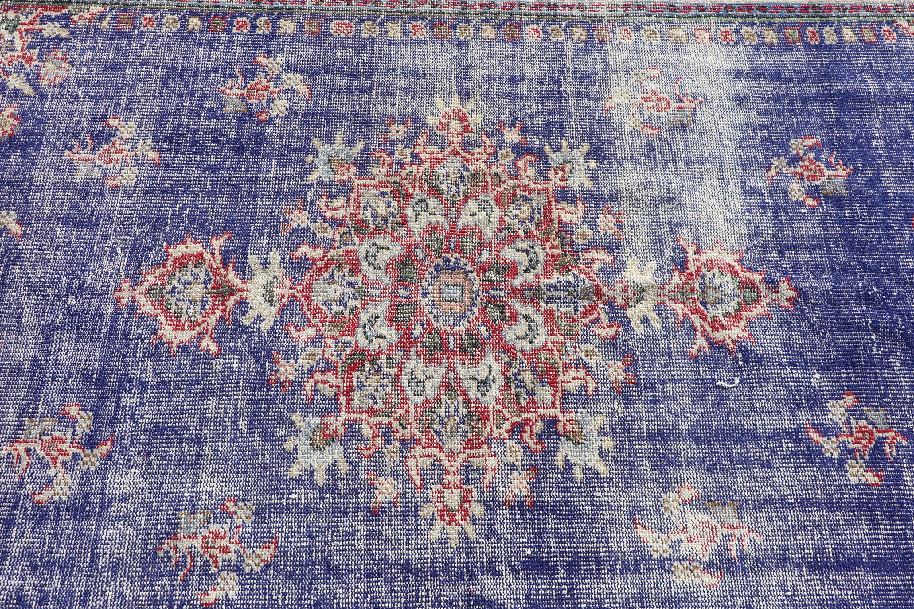 Mor Oushak Halılar, Yer Halısı, Ev Dekorasyonu Halısı, Mutfak Halıları, Türk Halısı, Eklektik Halı, Vintage Halılar, 4.6x7.9 ft Alan Halısı, Yemek Odası Halısı